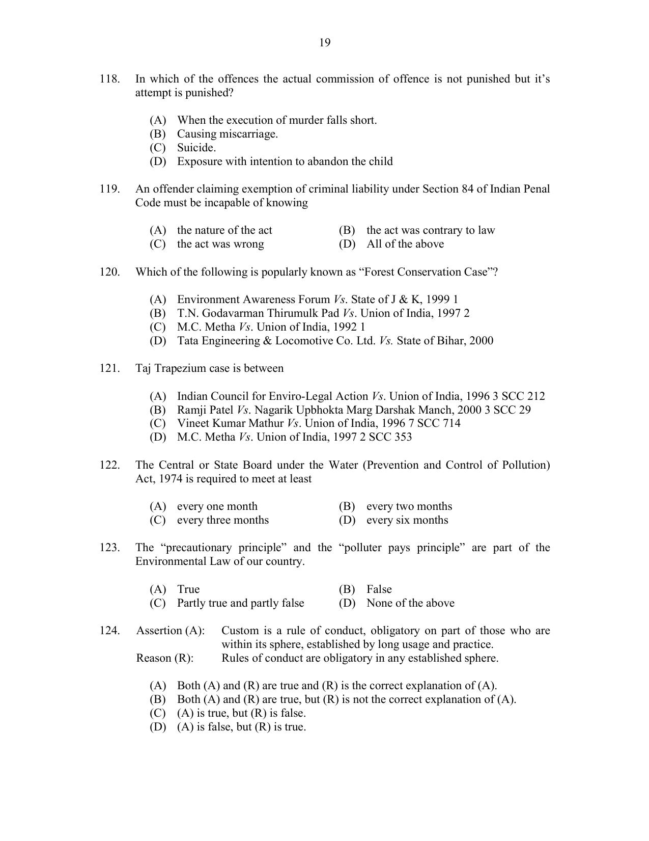 CUSAT CAT 2017 LLM Final Question Paper - Page 19