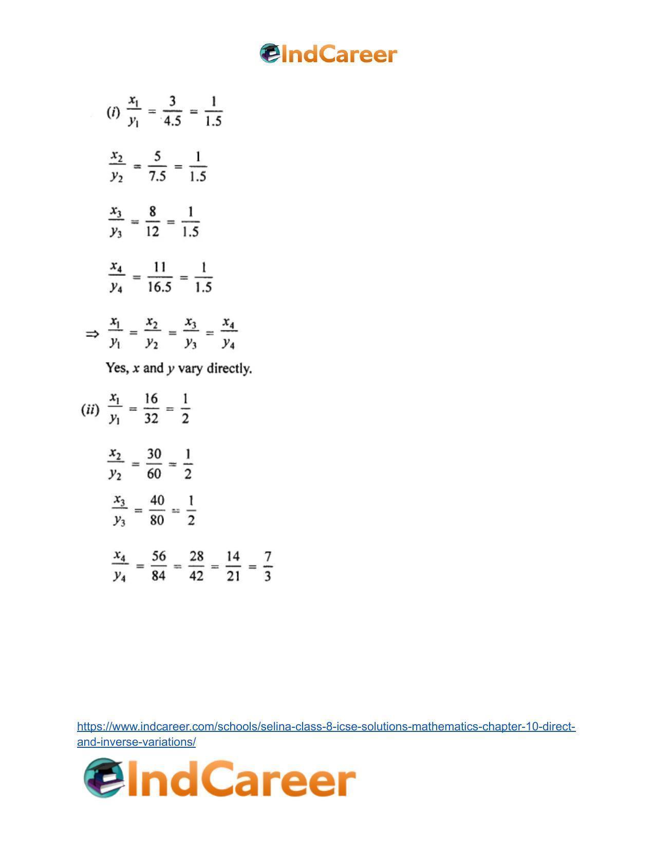 Selina Class 8 ICSE Solutions Mathematics : Chapter 10- Direct and Inverse Variations - Page 3