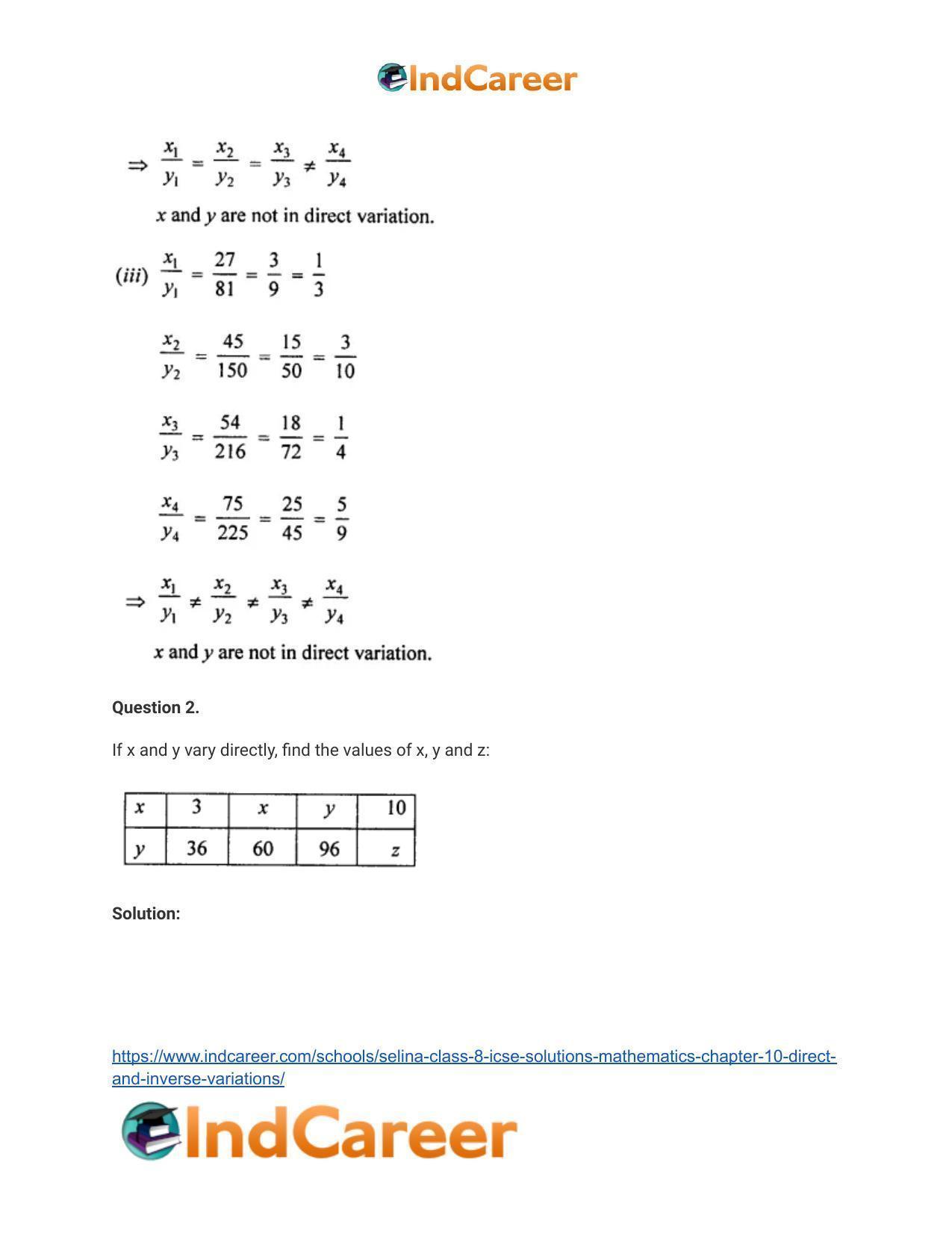 Selina Class 8 ICSE Solutions Mathematics : Chapter 10- Direct and Inverse Variations - Page 4