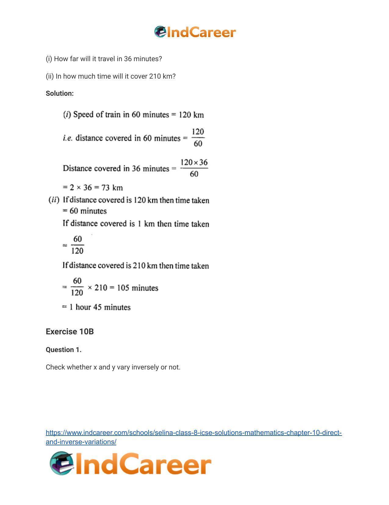 Selina Class 8 ICSE Solutions Mathematics : Chapter 10- Direct and Inverse Variations - Page 9