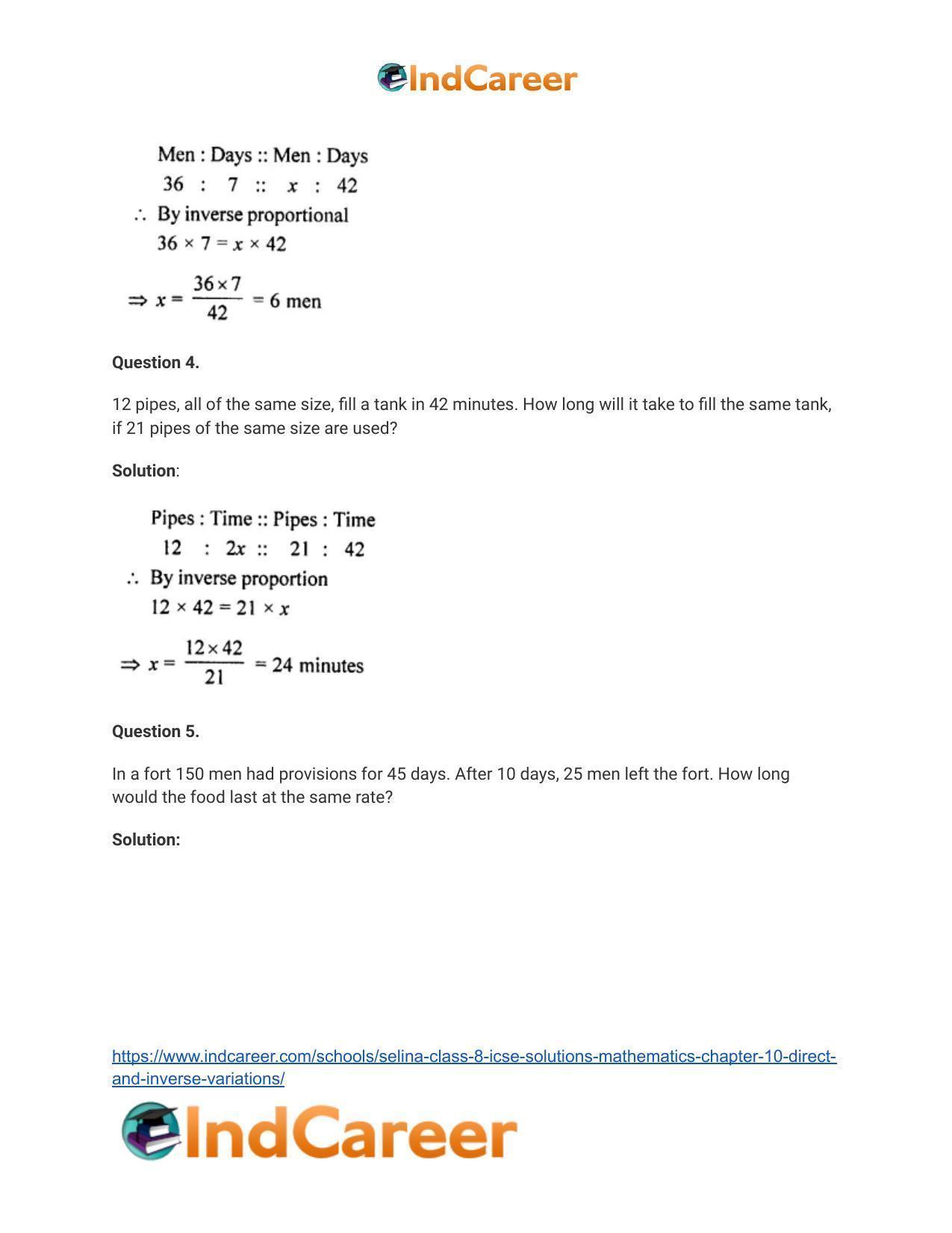 Selina Class 8 ICSE Solutions Mathematics : Chapter 10- Direct and Inverse Variations - Page 13