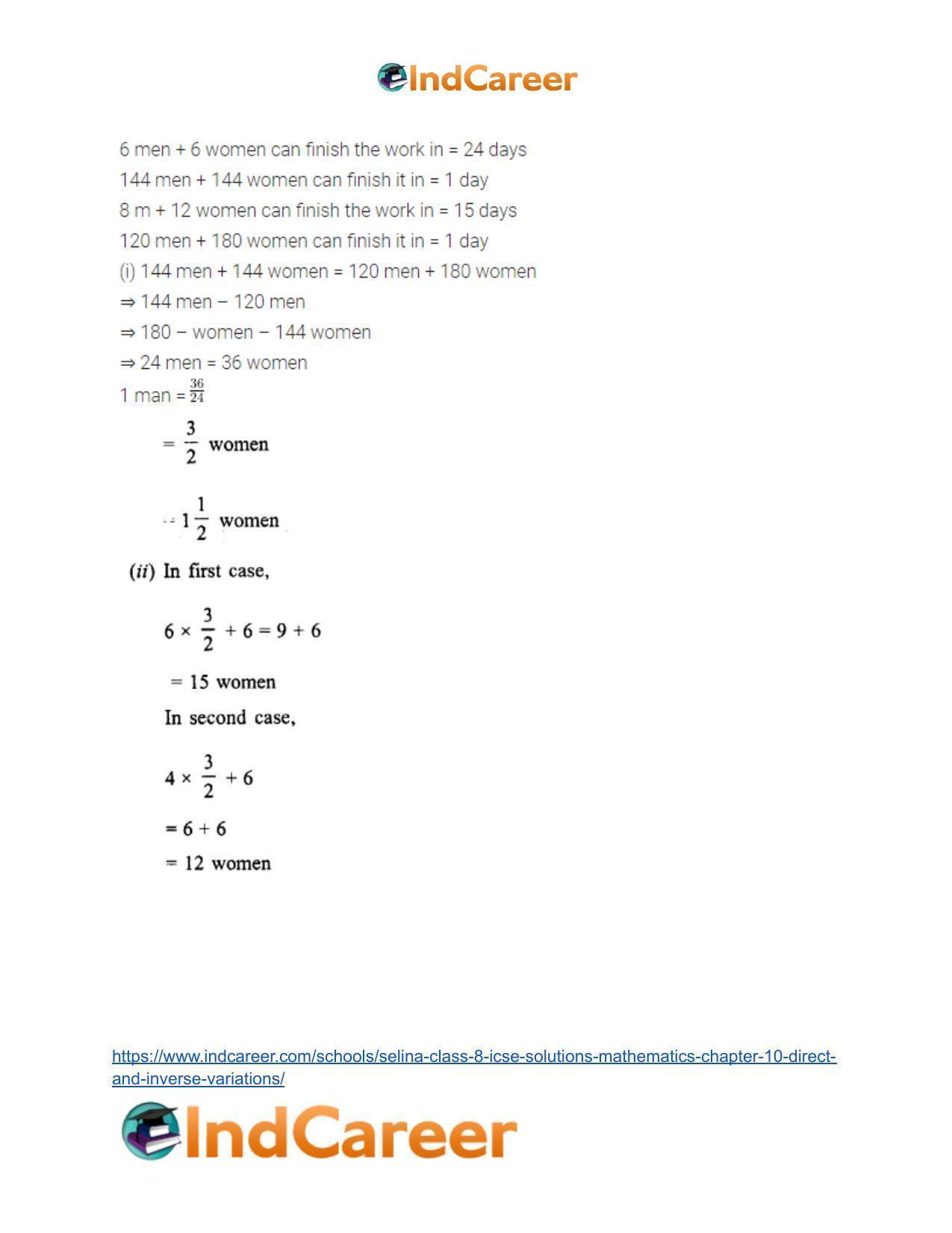 Selina Class 8 ICSE Solutions Mathematics : Chapter 10- Direct and Inverse Variations - Page 24