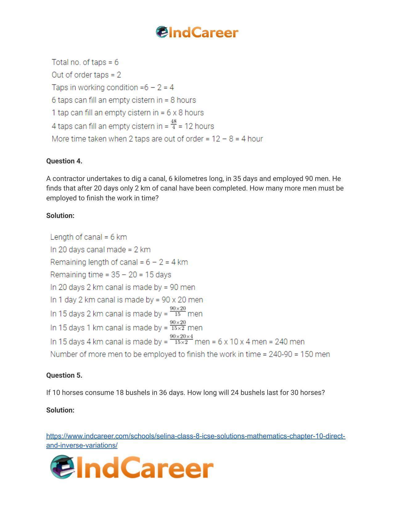 Selina Class 8 ICSE Solutions Mathematics : Chapter 10- Direct and Inverse Variations - Page 28