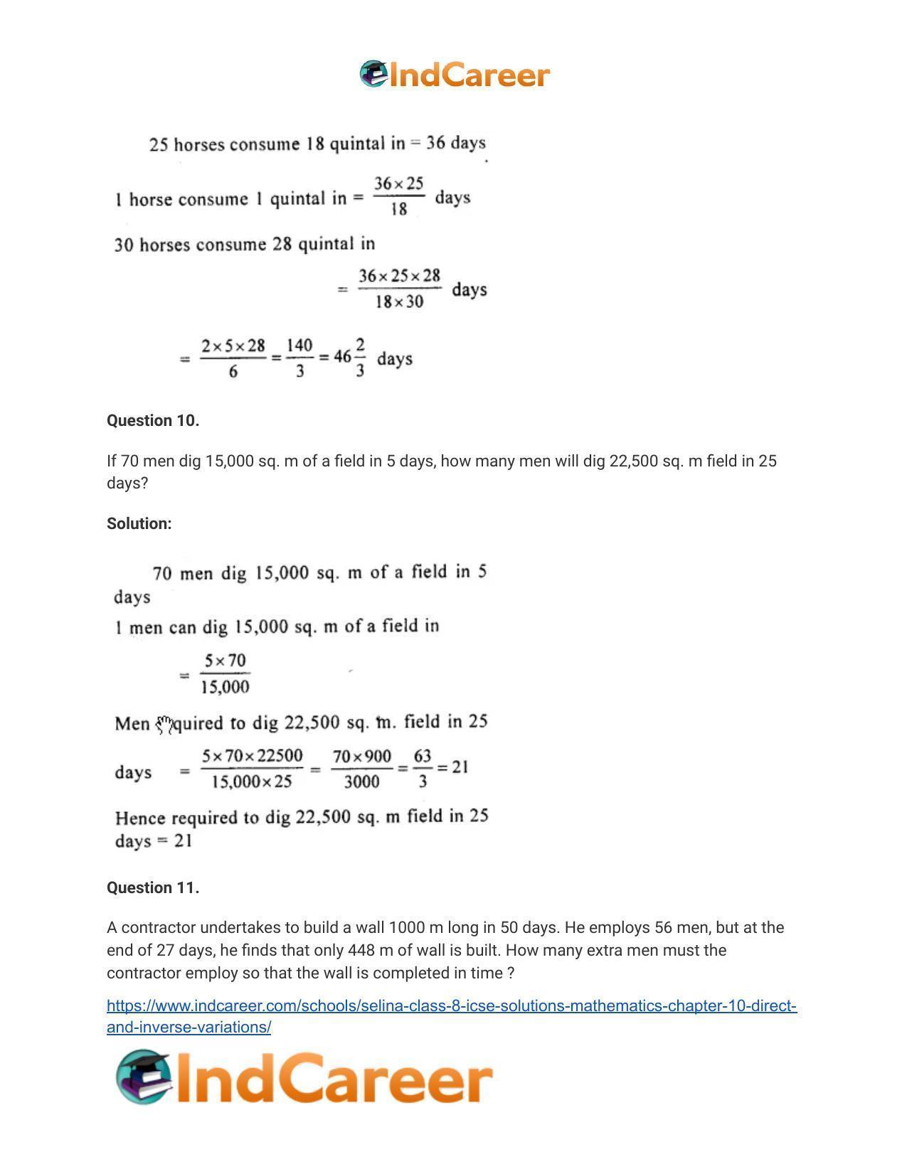 Selina Class 8 ICSE Solutions Mathematics : Chapter 10- Direct and Inverse Variations - Page 32