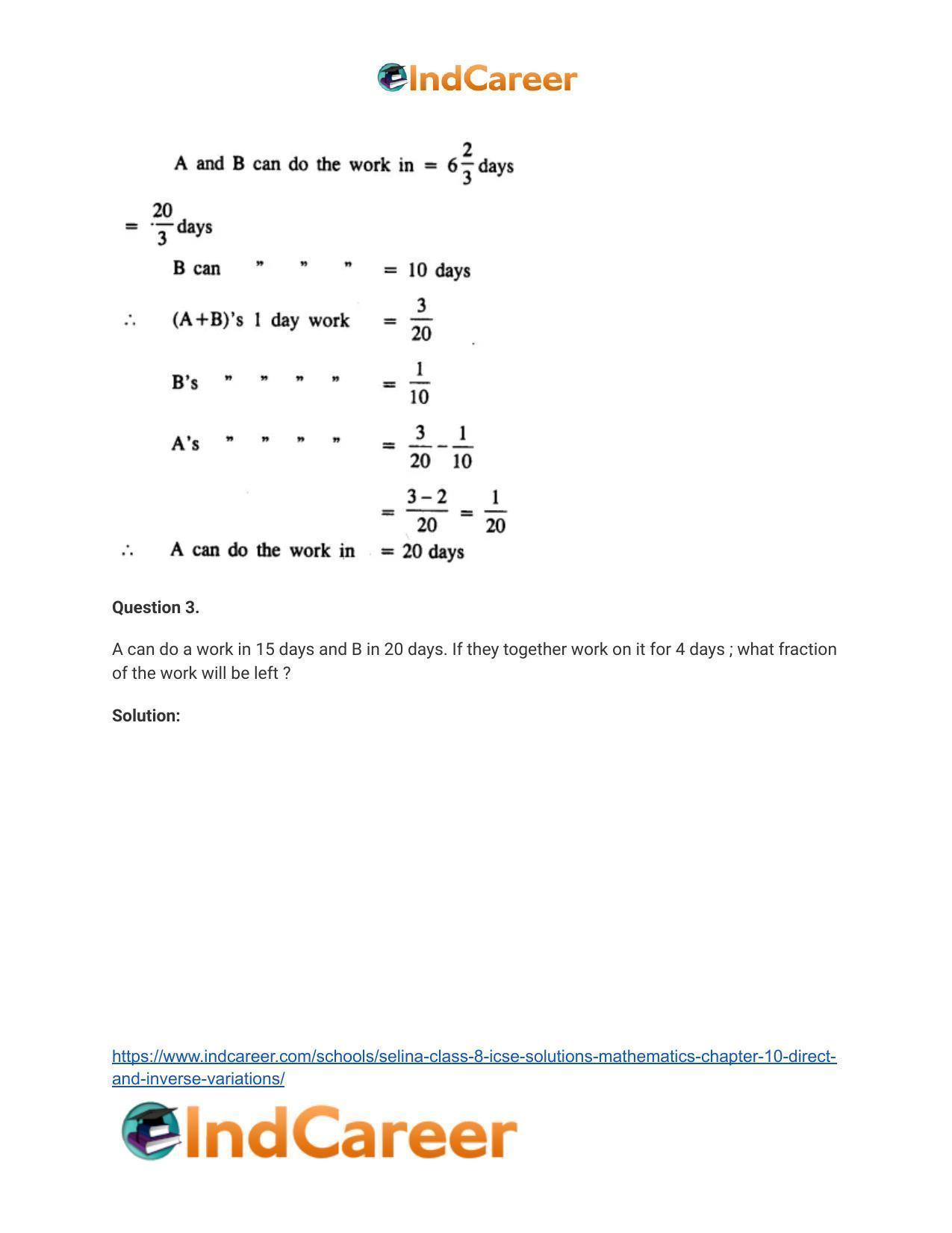 Selina Class 8 ICSE Solutions Mathematics : Chapter 10- Direct and Inverse Variations - Page 37