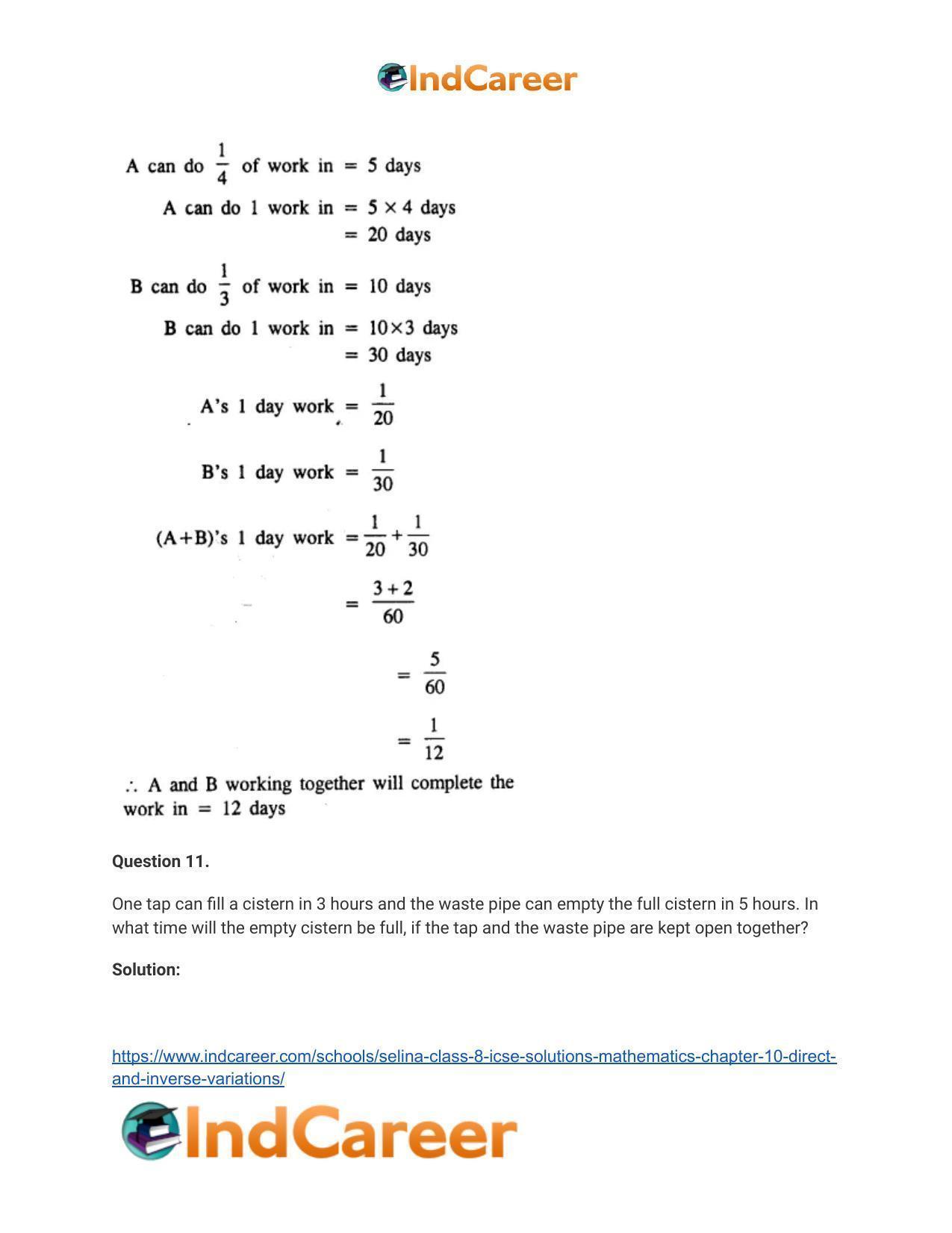 Selina Class 8 ICSE Solutions Mathematics : Chapter 10- Direct and Inverse Variations - Page 45