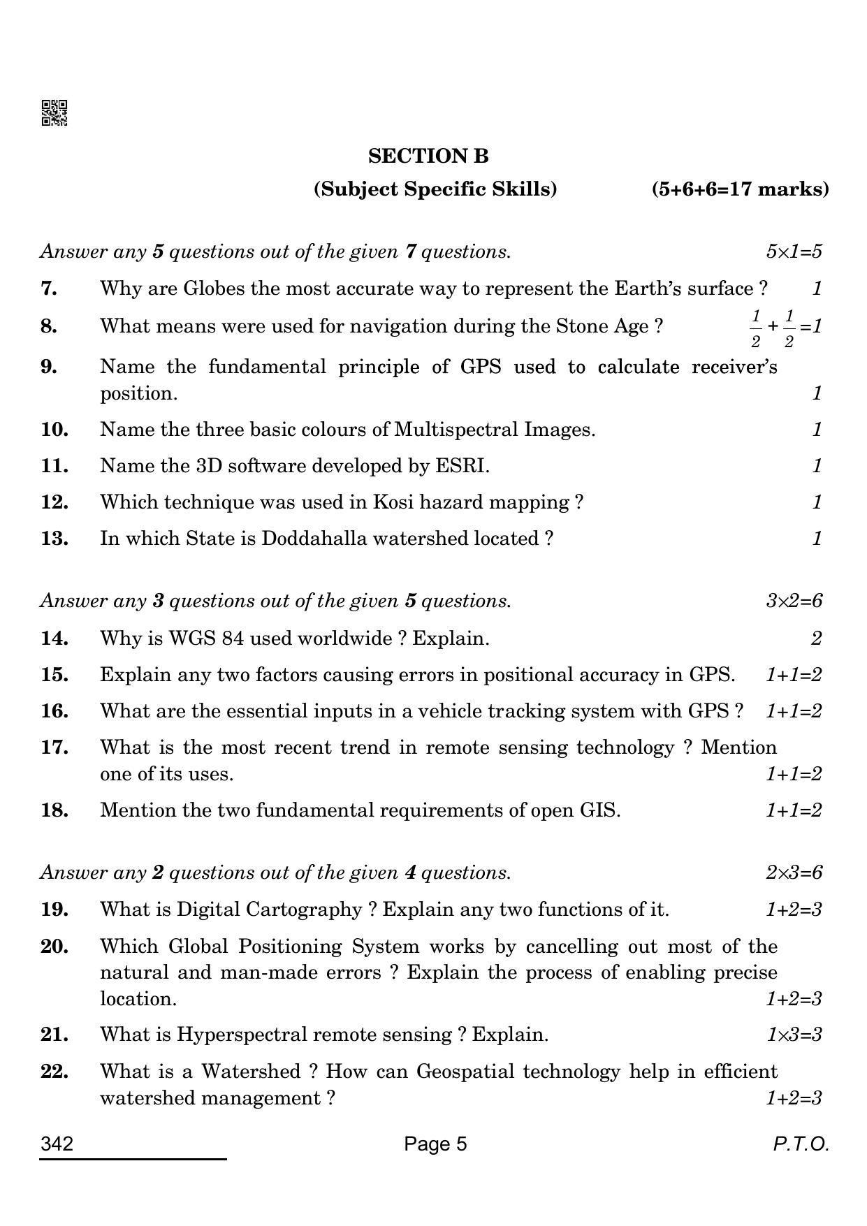 CBSE Class 12 342_Geospatial Technology 2022 Question Paper - Page 5