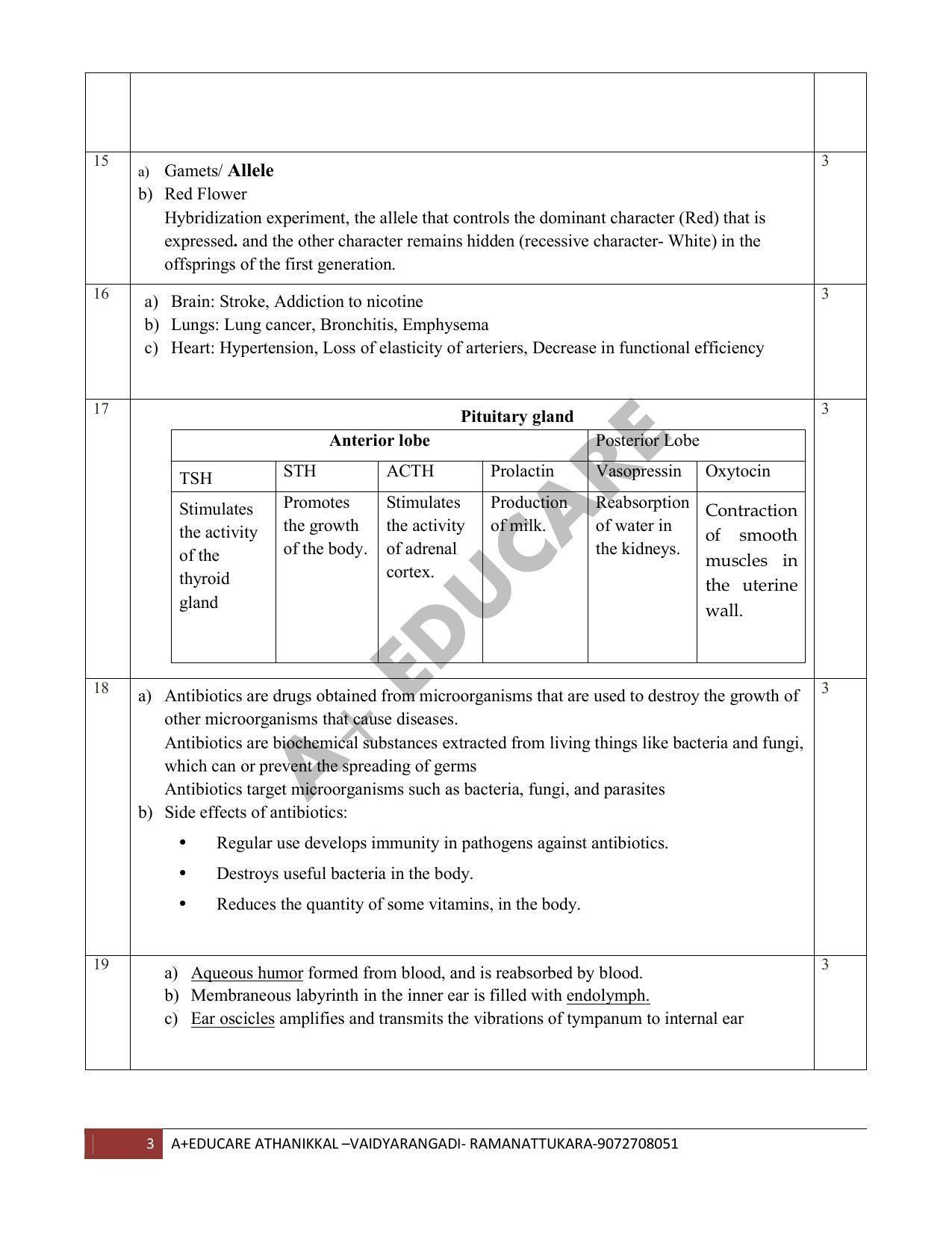 Kerala SSLC 2019  Biology Answer Key (EM) - Page 3