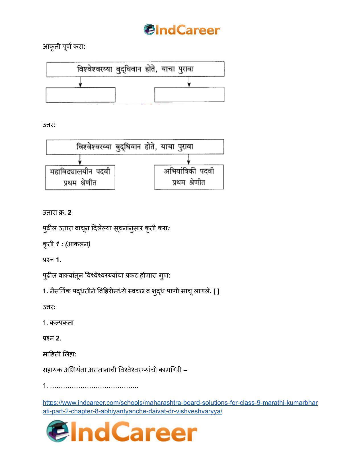 Maharashtra Board Solutions for Class 9- Marathi Kumarbharati (Part- 2): Chapter 8- अभियंत्यांचे दैवत-डॉ. विश्वेश्वरय्या - Page 10
