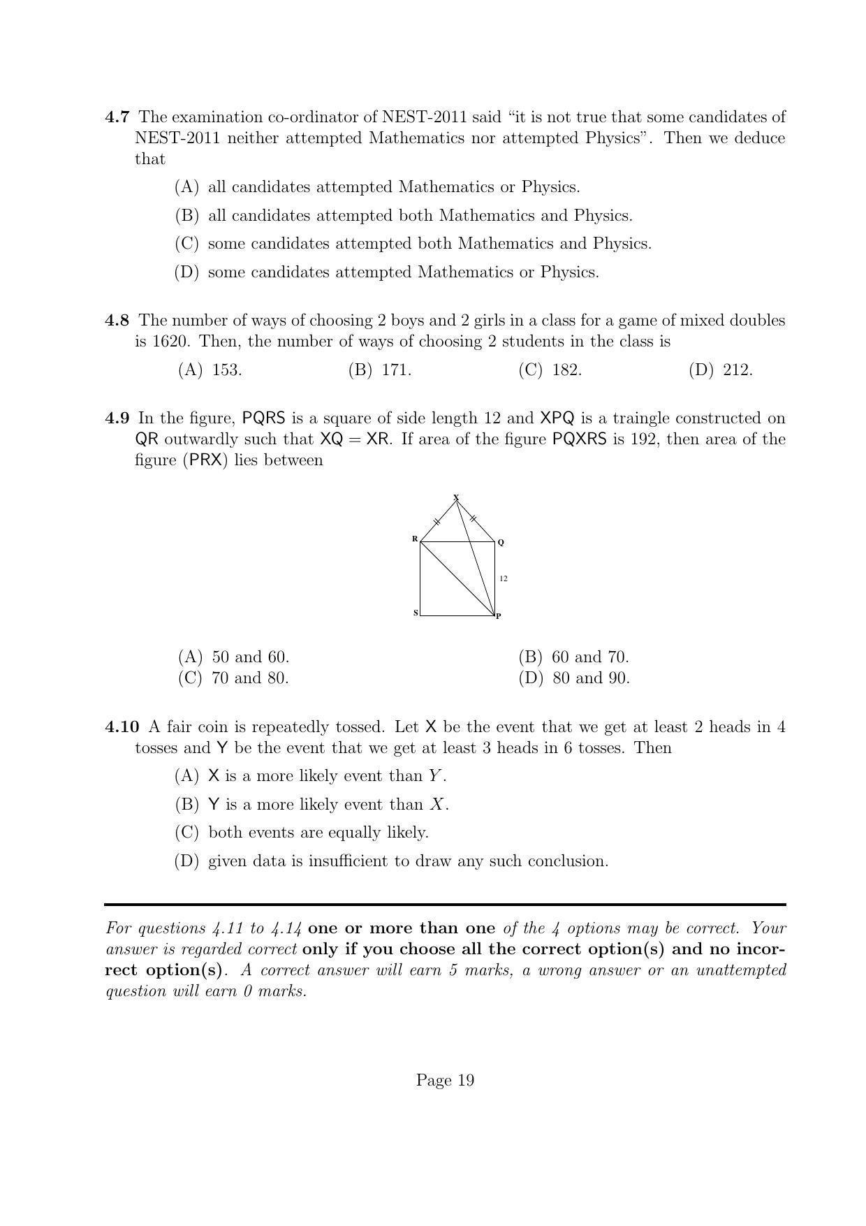 LPU NEST Question Paper 2012 SET A - Page 19