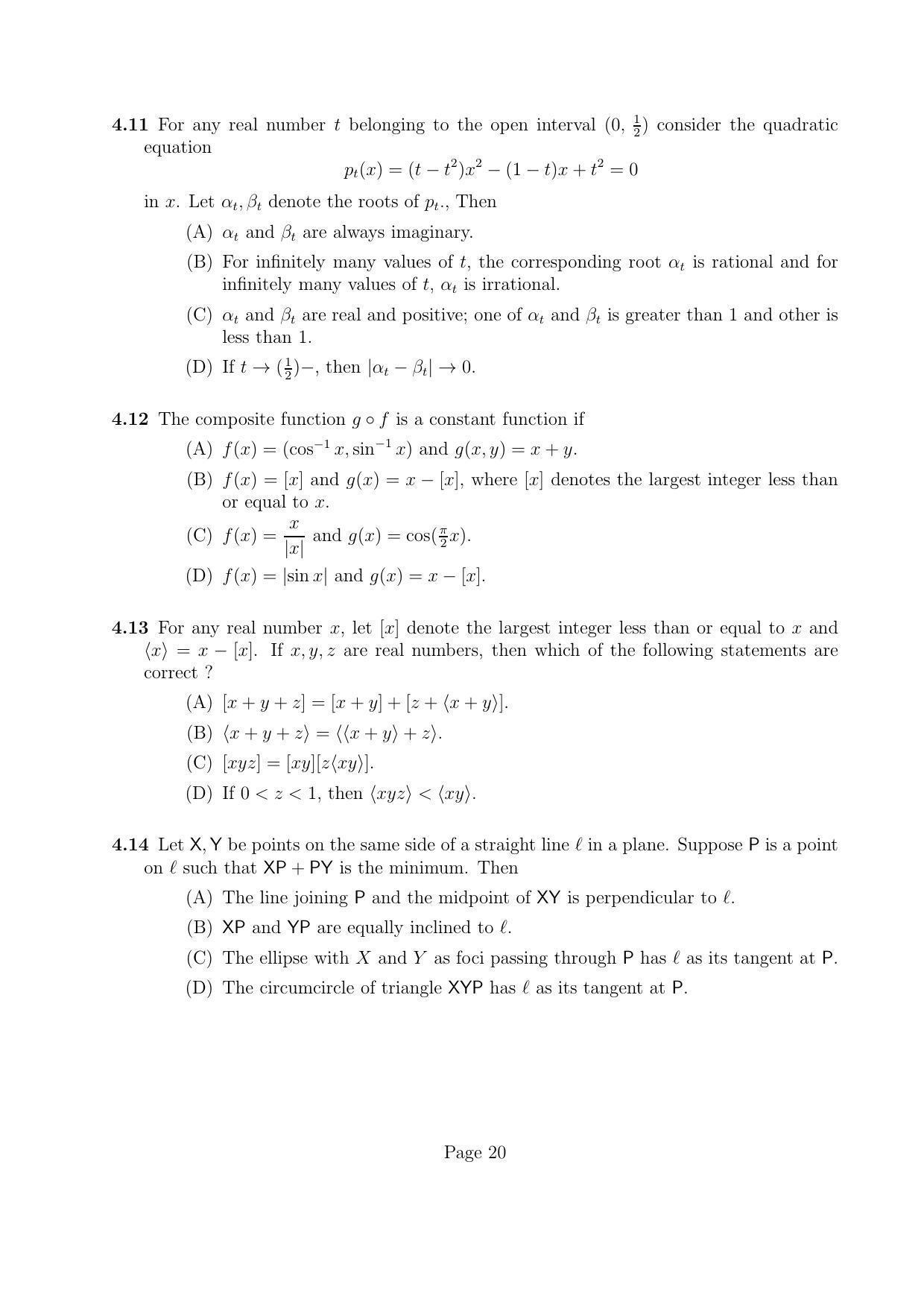 LPU NEST Question Paper 2012 SET A - Page 20