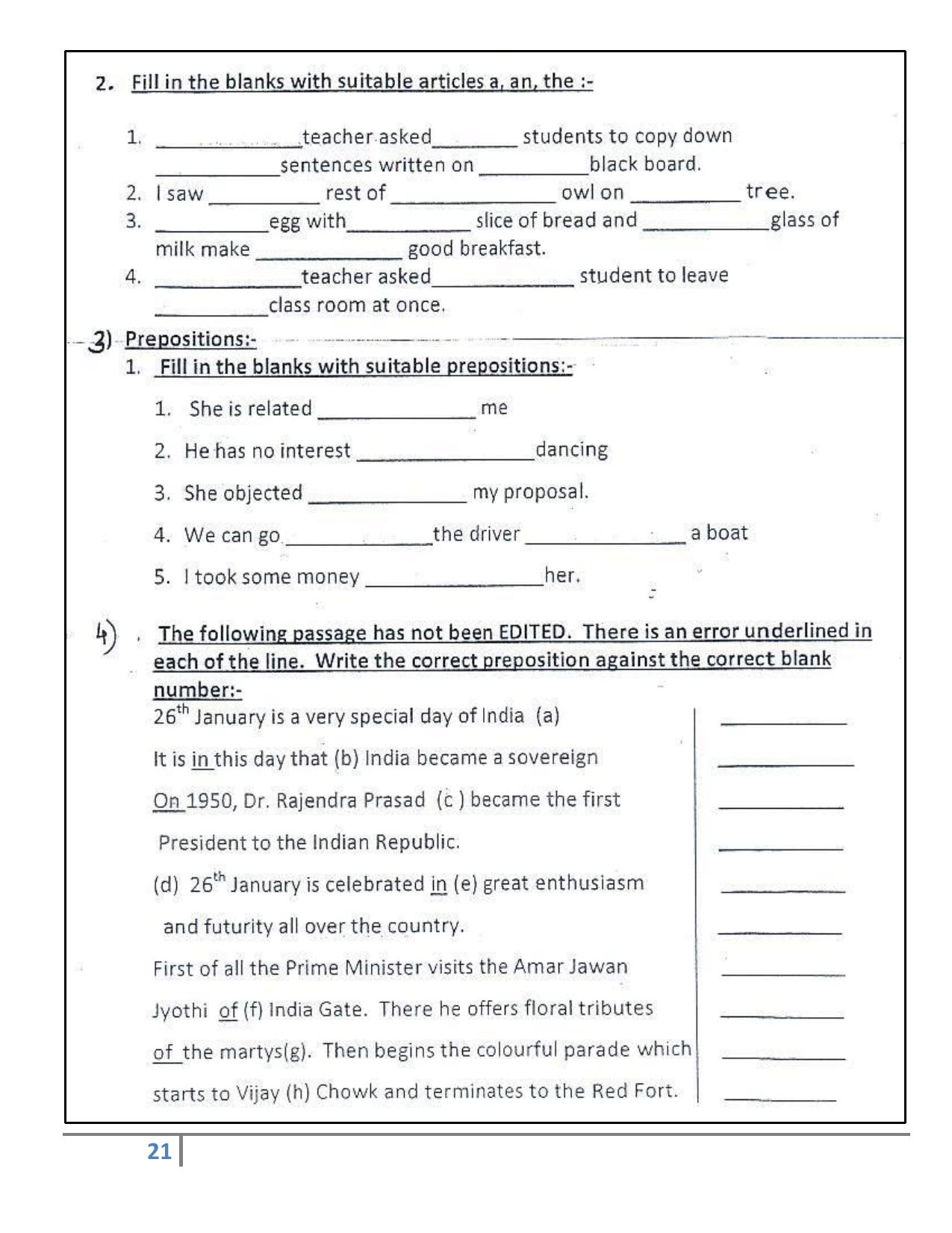Worksheet for Class 4 English Assignment 145 Grammer - Page 5