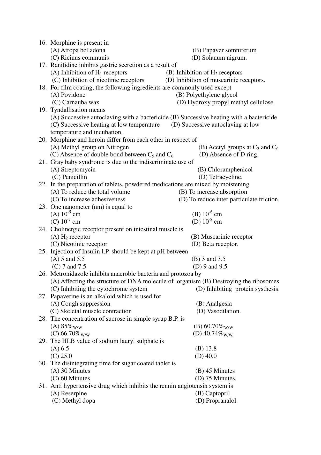OJEE 2015 PHARMACY (Diploma, Lateral Entry) Question Paper - Page 2