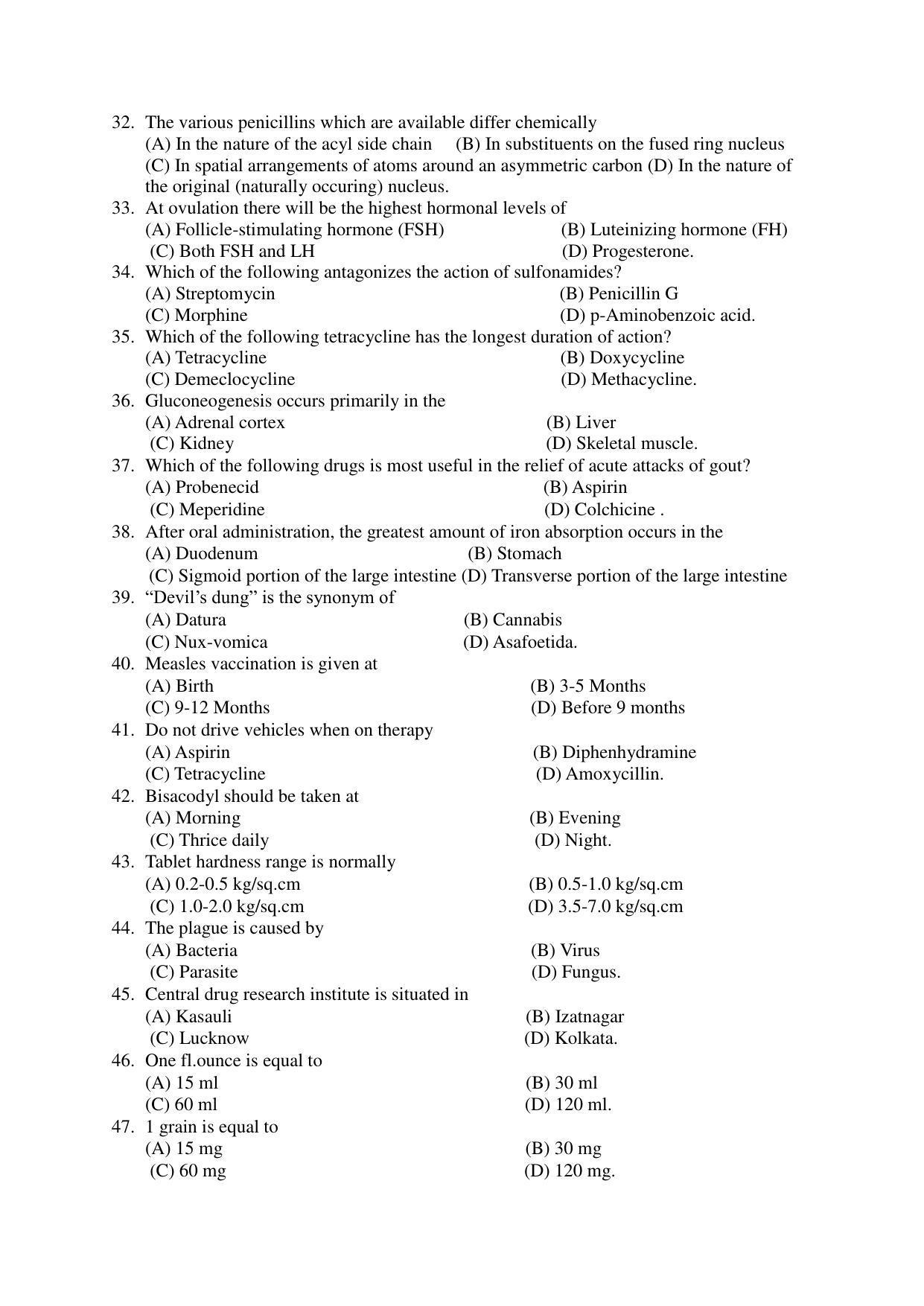 OJEE 2015 PHARMACY (Diploma, Lateral Entry) Question Paper - Page 3