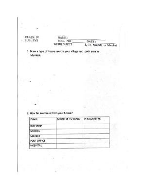 Worksheet for Class 4 Environmental Studies Nandita in Mumbai Assignment I