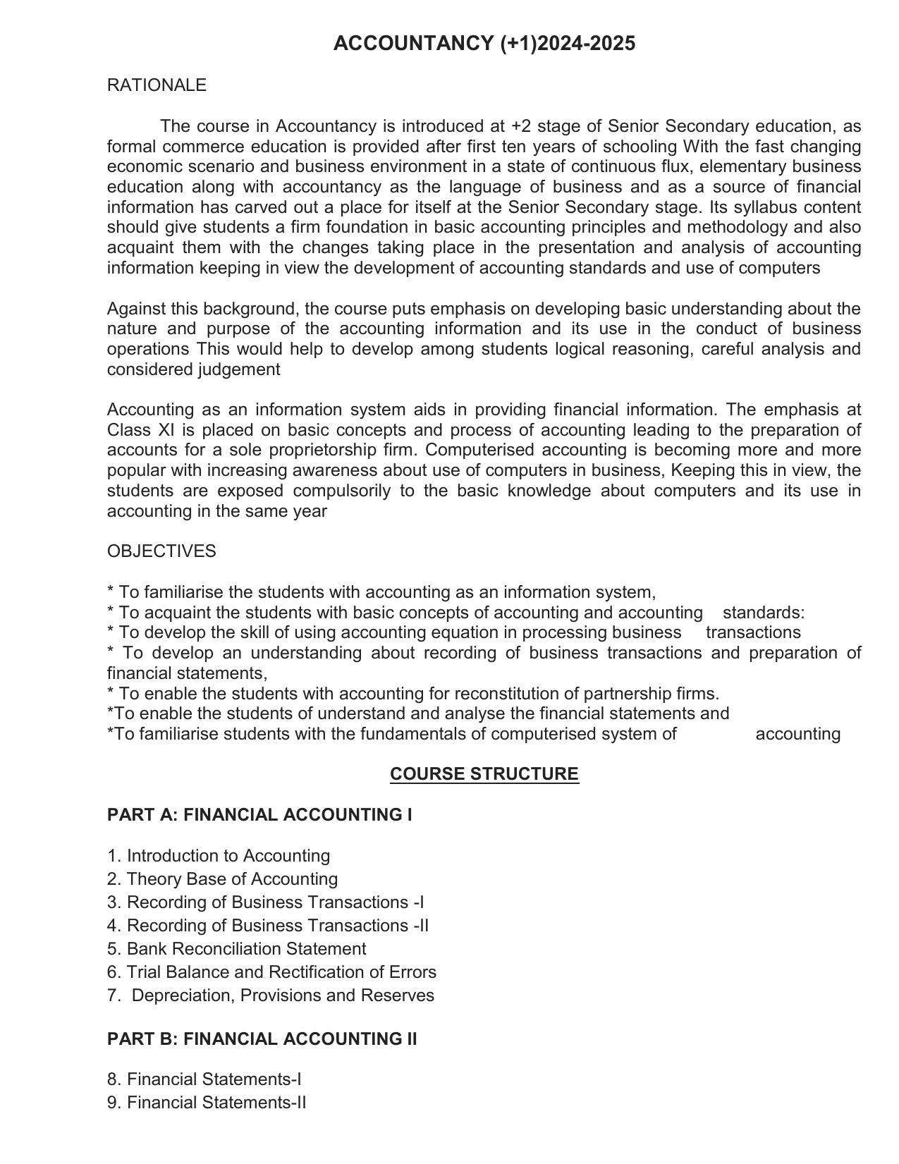 HP Board Class 11th Syllabus for Accountancy - Page 1