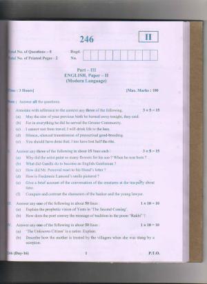 AP Inter 2nd Year Modern Laguage English-II March 2018 (General) Question Paper