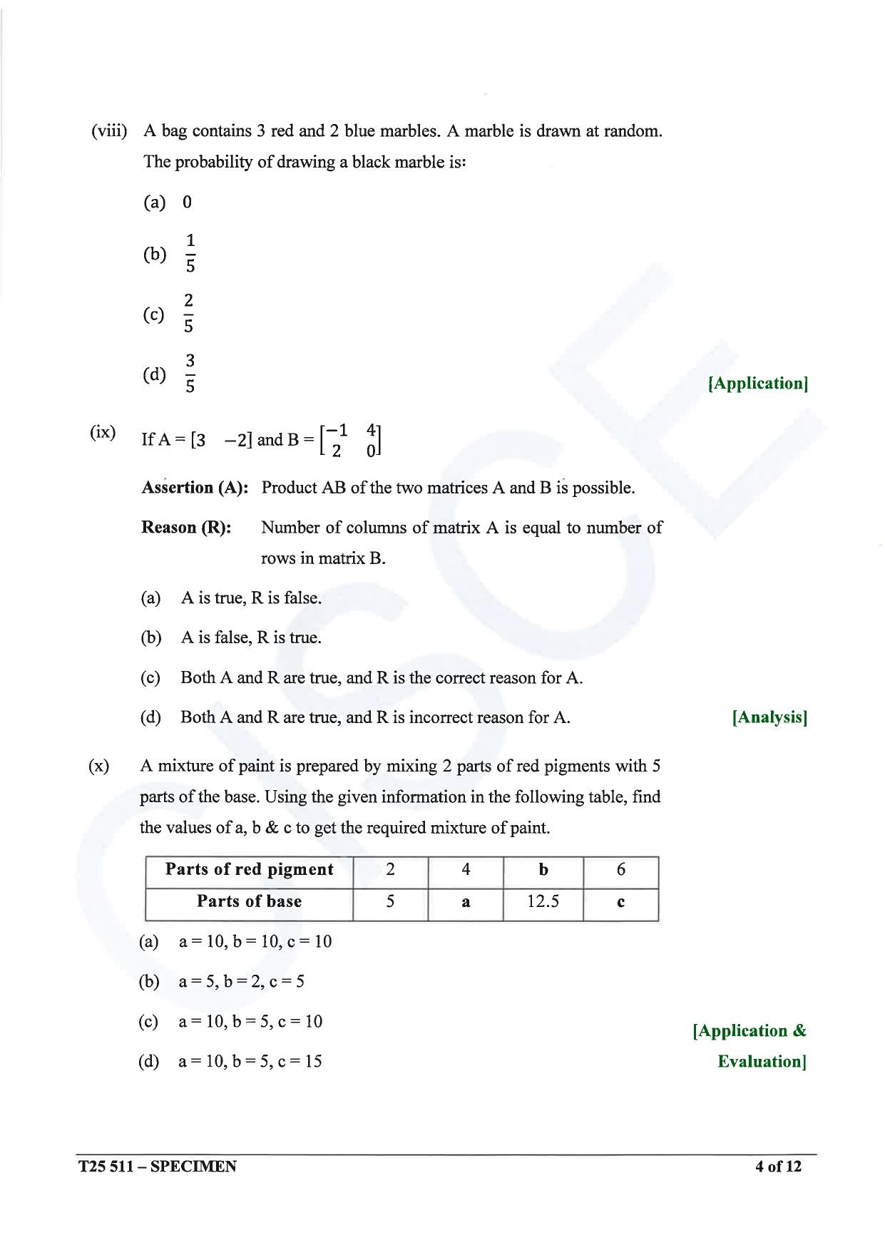 ICSE Class 10 2025 Mathematics (QP & MS) Specimen Paper - Page 4