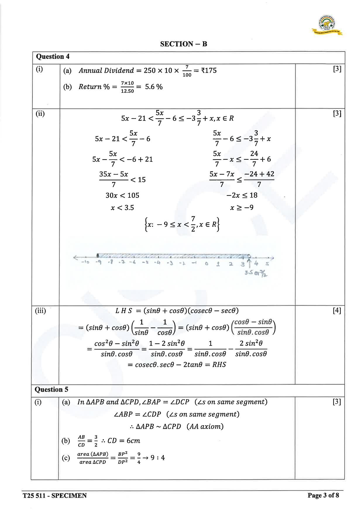 ICSE Class 10 2025 Mathematics (QP & MS) Specimen Paper - Page 15