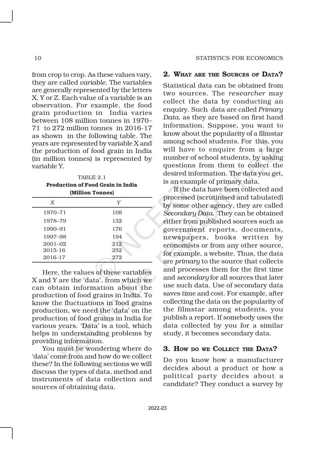 NCERT Book for Class 11 Economics (Statistic Economics) Chapter 2 Collection of Data - Page 2