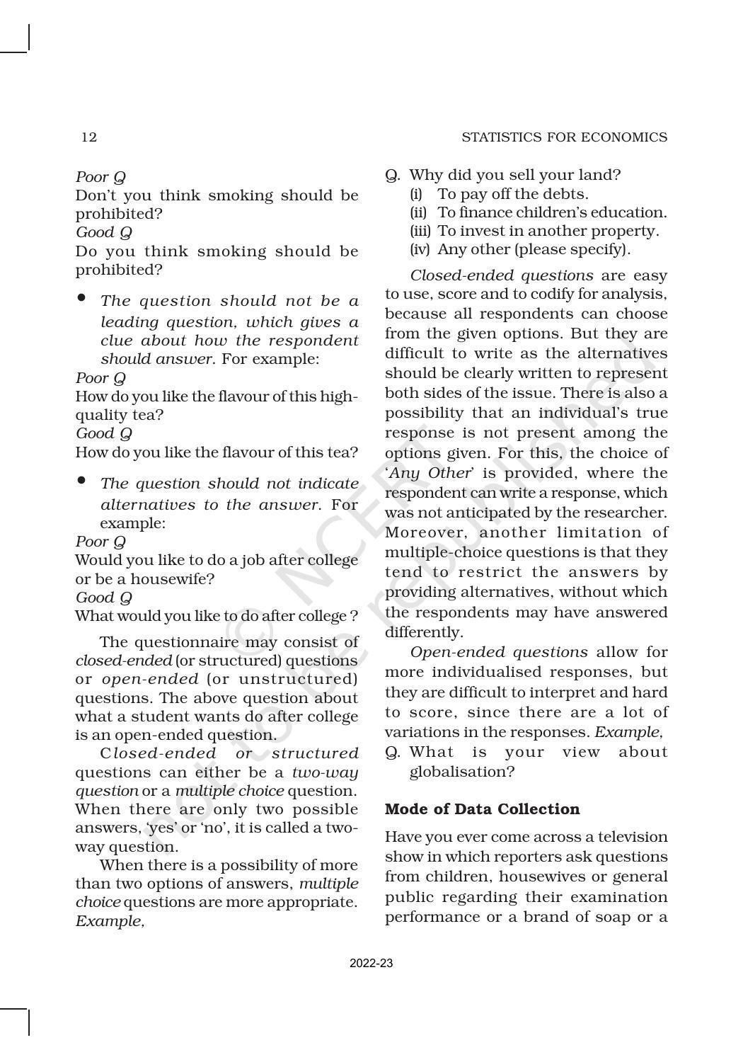 NCERT Book for Class 11 Economics (Statistic Economics) Chapter 2 Collection of Data - Page 4
