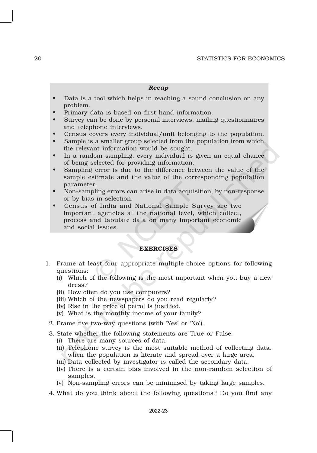 NCERT Book for Class 11 Economics (Statistic Economics) Chapter 2 Collection of Data - Page 12