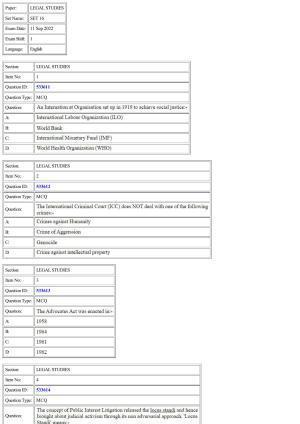 CUET 2022 Question Paper of Legal Studies