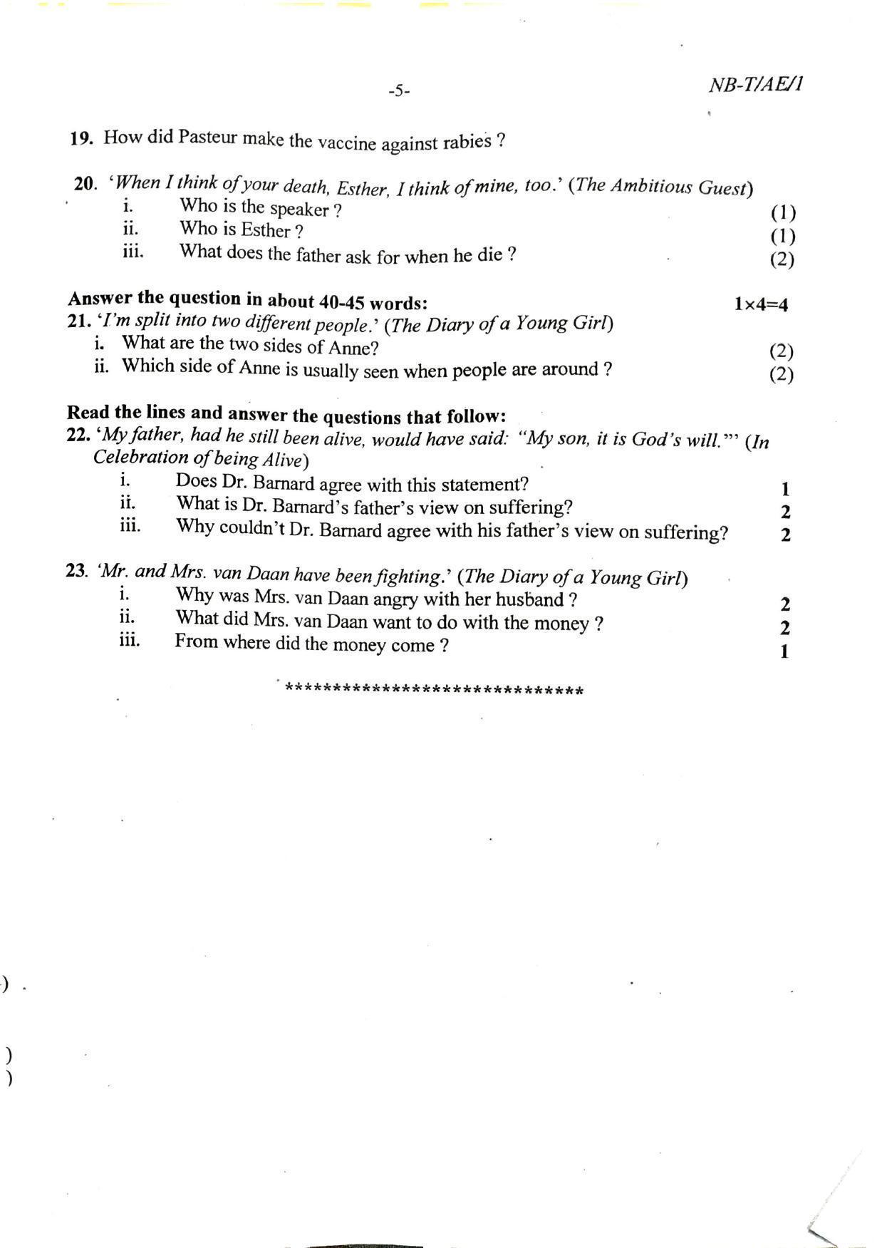 Nagaland Board Class 10 Alternative English 2022 Question Paper - Page 5
