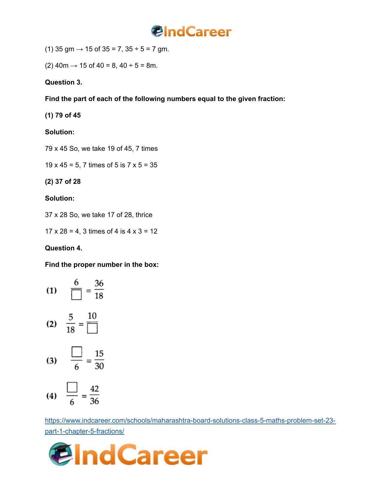 Maharashtra Board Solutions Class 5-Maths (Problem Set 23) - Part 1: Chapter 5- Fractions - Page 9