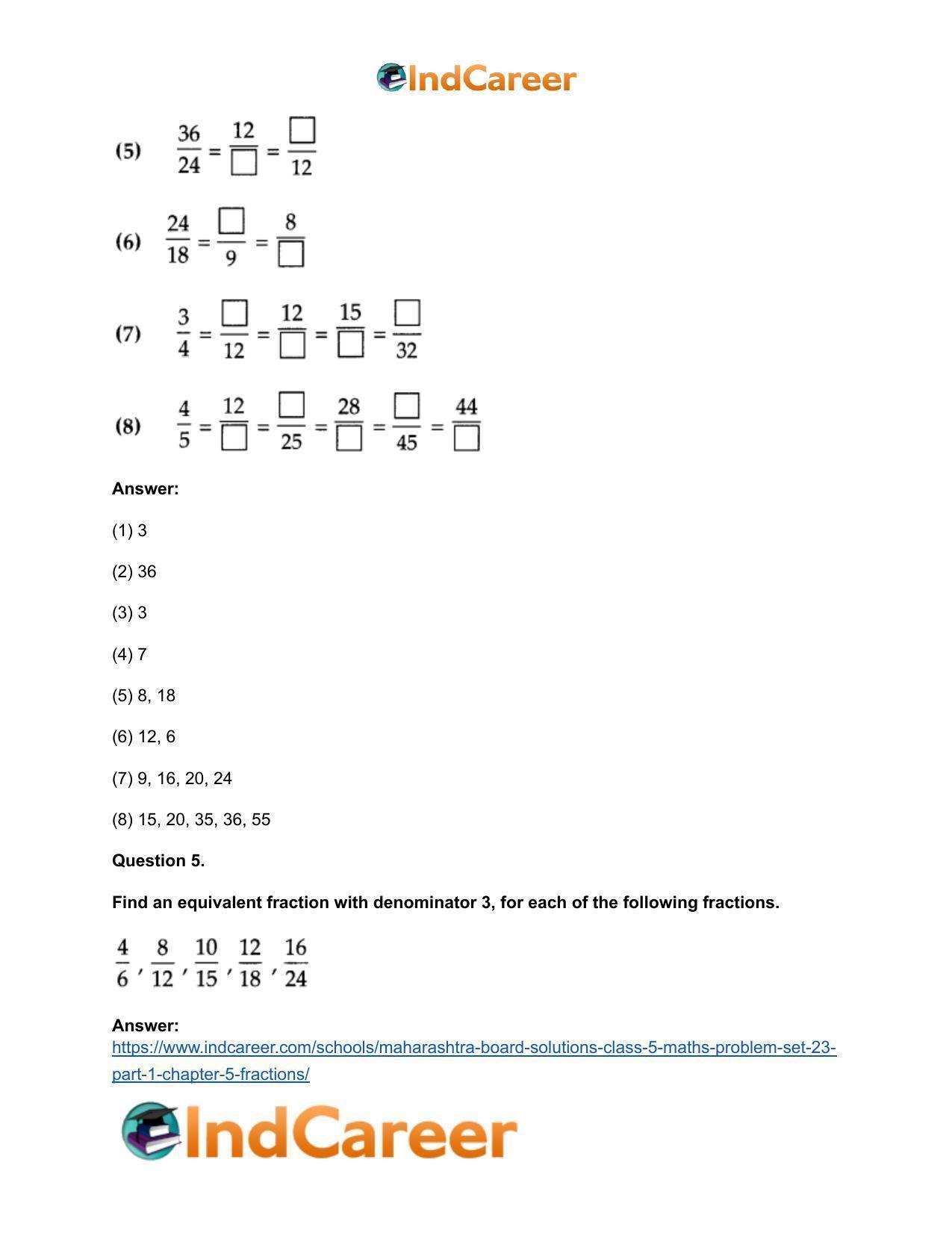Maharashtra Board Solutions Class 5-Maths (Problem Set 23) - Part 1: Chapter 5- Fractions - Page 10