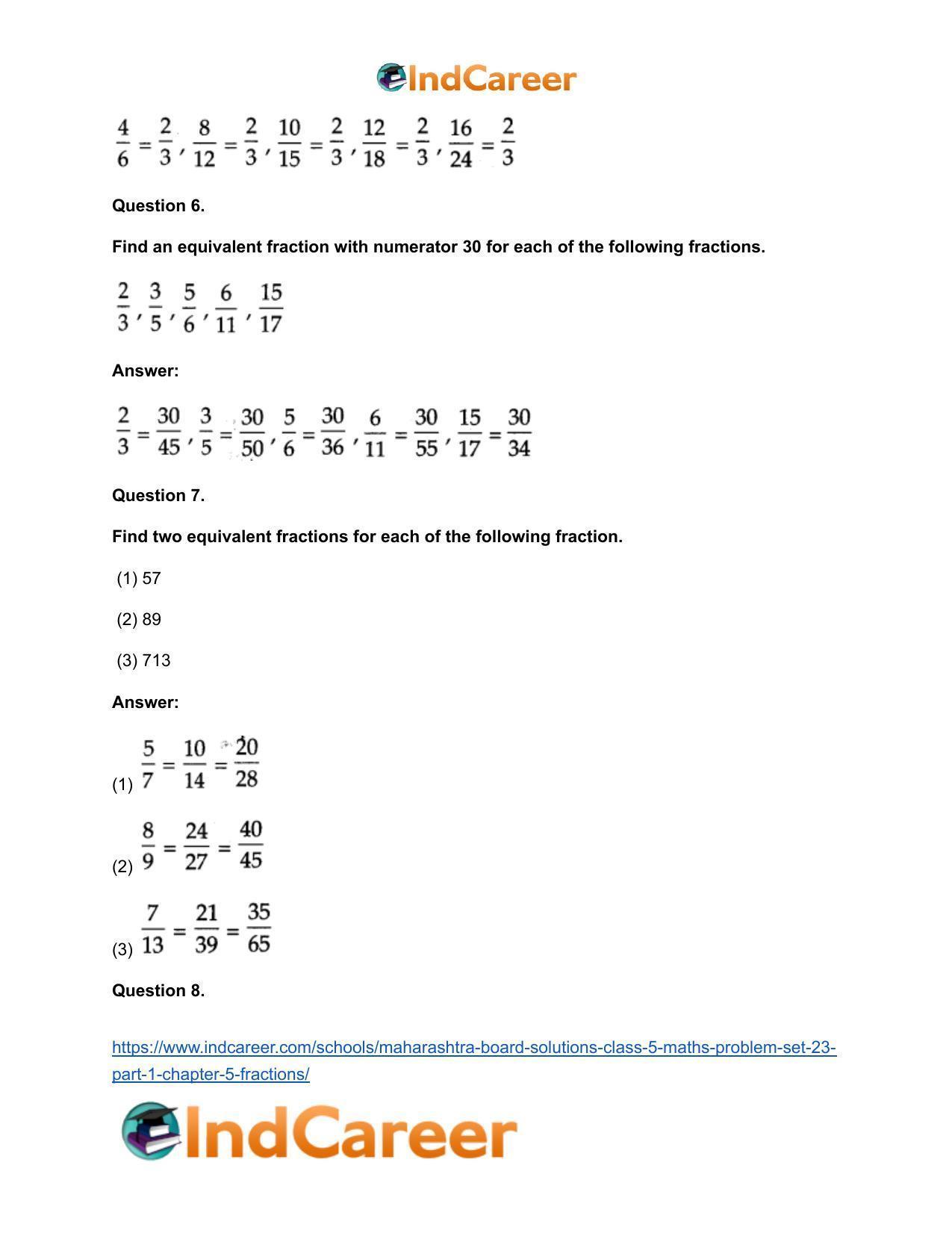 Maharashtra Board Solutions Class 5-Maths (Problem Set 23) - Part 1: Chapter 5- Fractions - Page 11