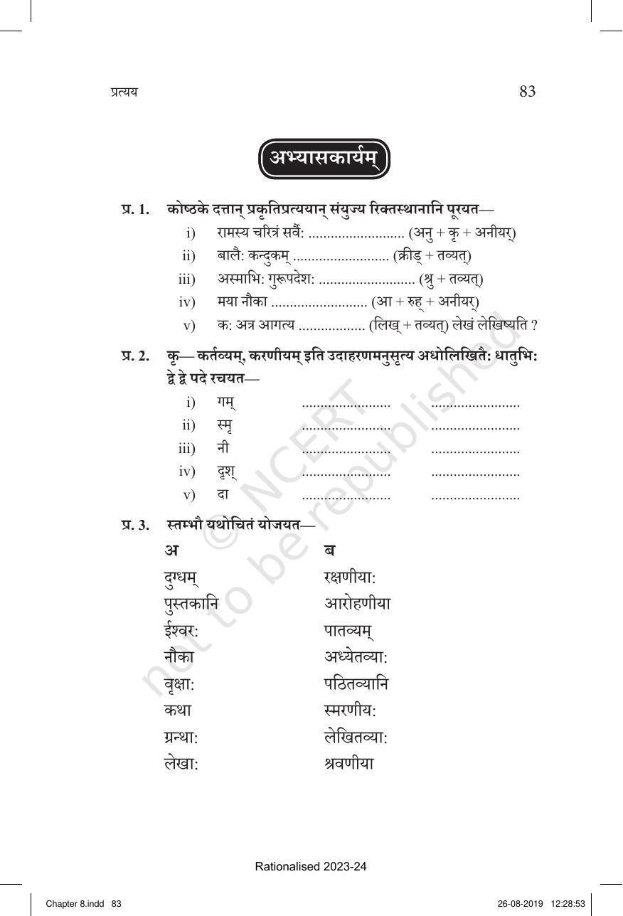 NCERT Book for Class 10 Sanskrit Chapter 8 प्रत्यय - Page 23