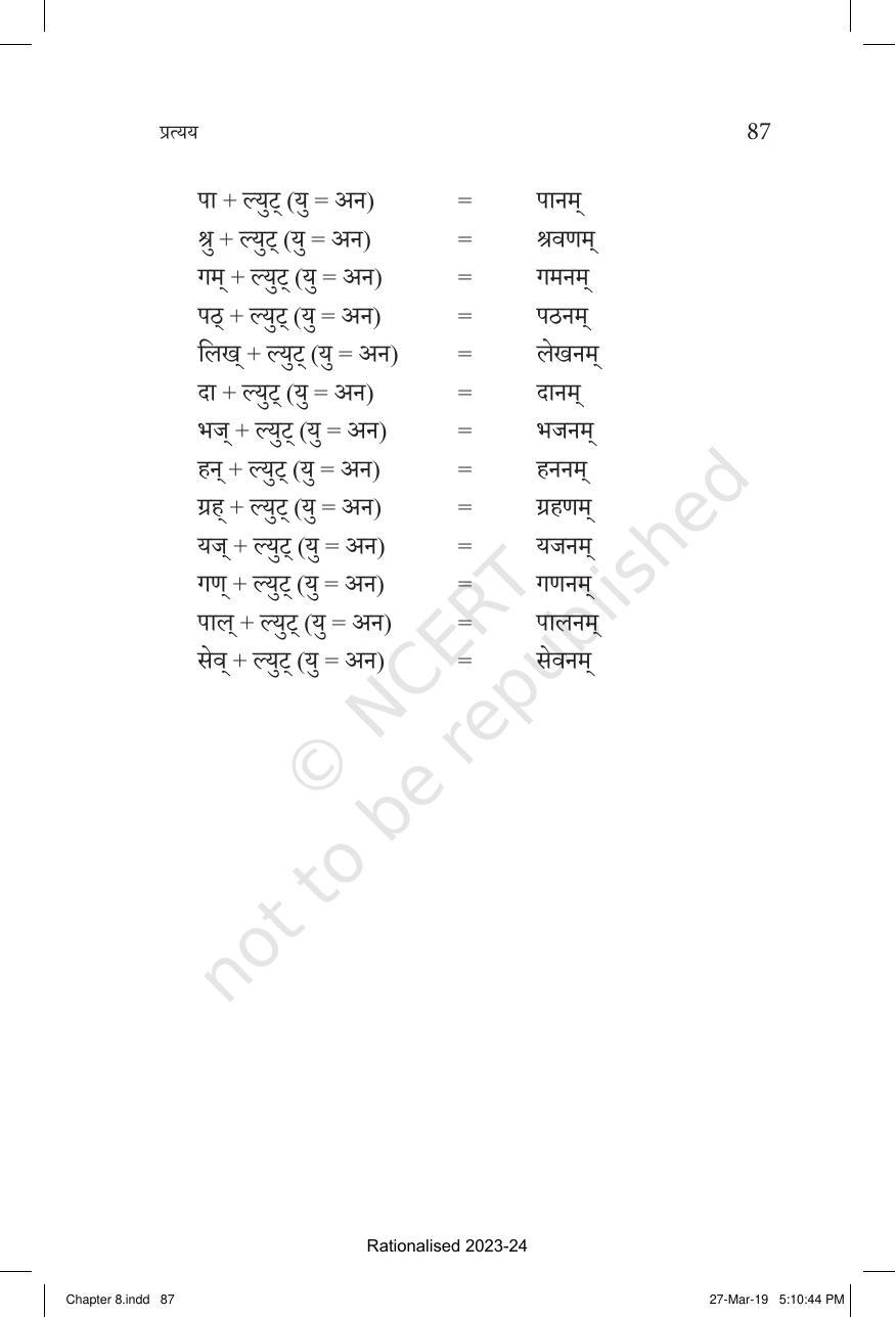 NCERT Book for Class 10 Sanskrit Chapter 8 प्रत्यय - Page 27
