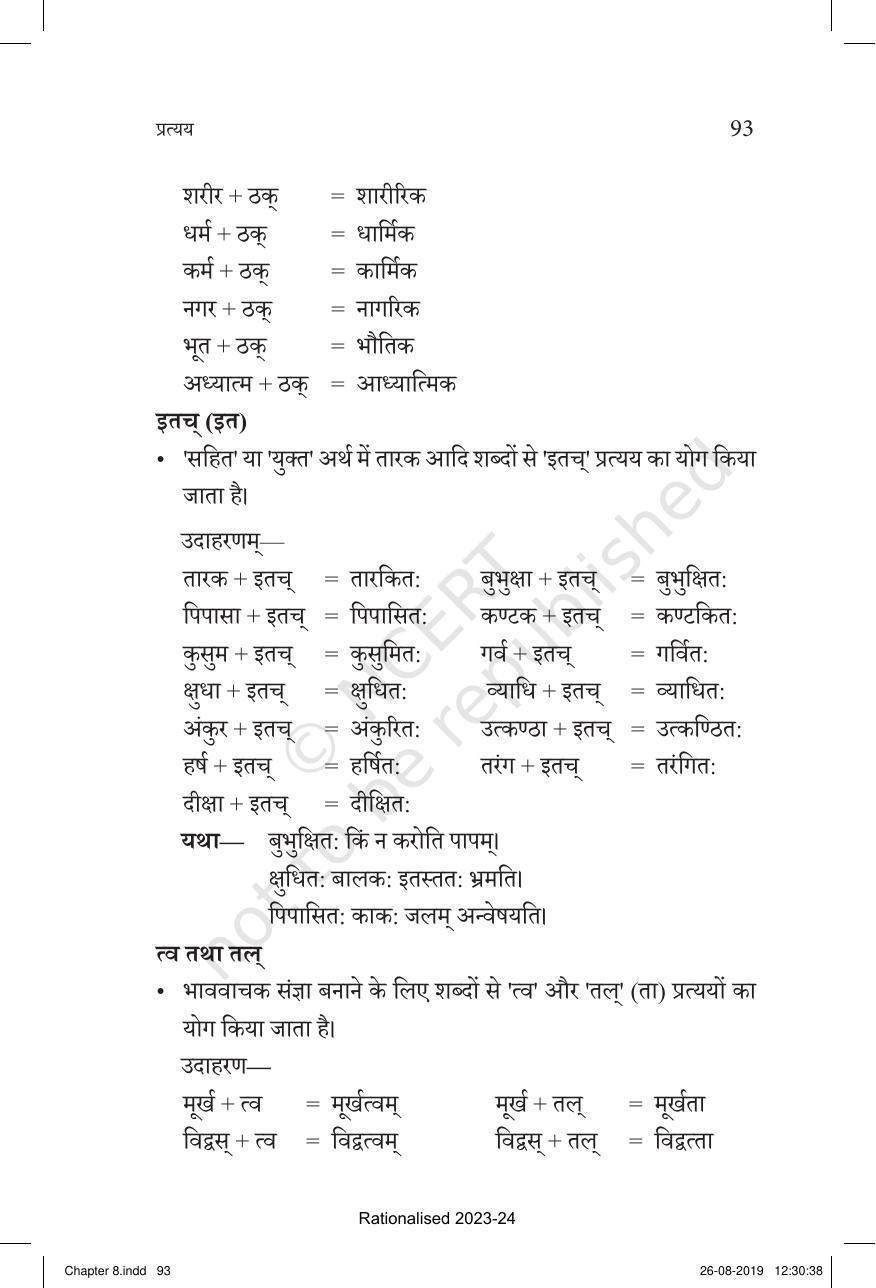 NCERT Book for Class 10 Sanskrit Chapter 8 प्रत्यय - Page 33