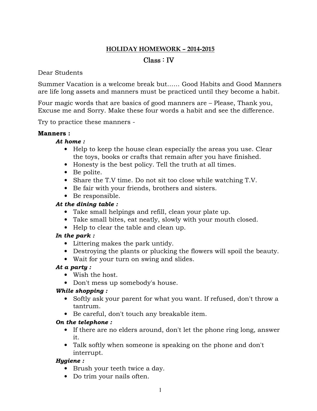 Worksheet for Class 4 English Assignment 152 - Page 1