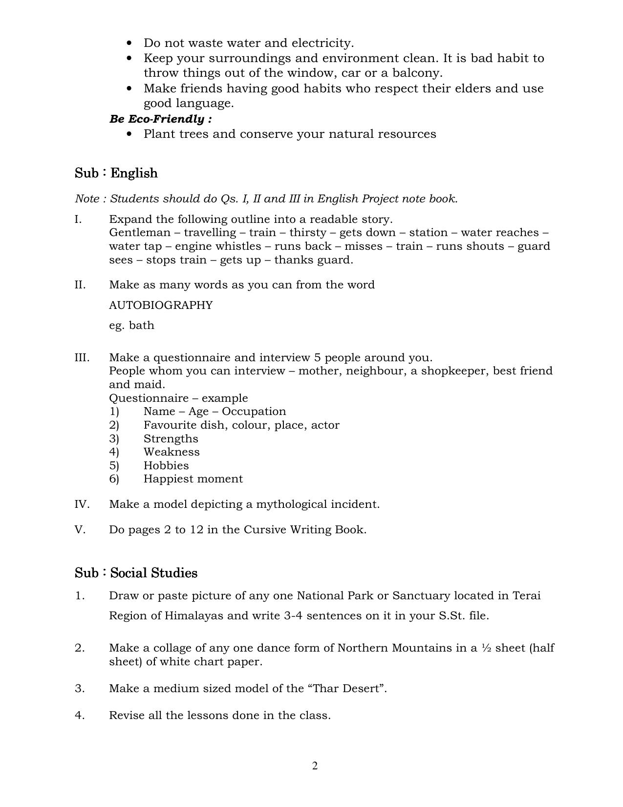 Worksheet for Class 4 English Assignment 152 - Page 2
