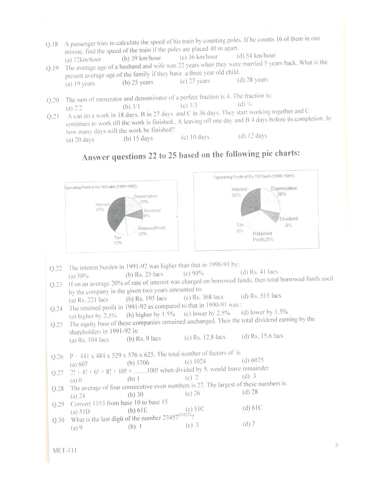 PU MET 2010 Question Booklet with Key - Page 3