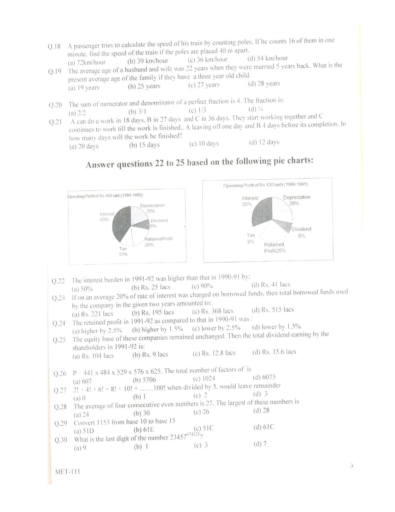 PU MET 2010 Question Booklet with Key - Page 3