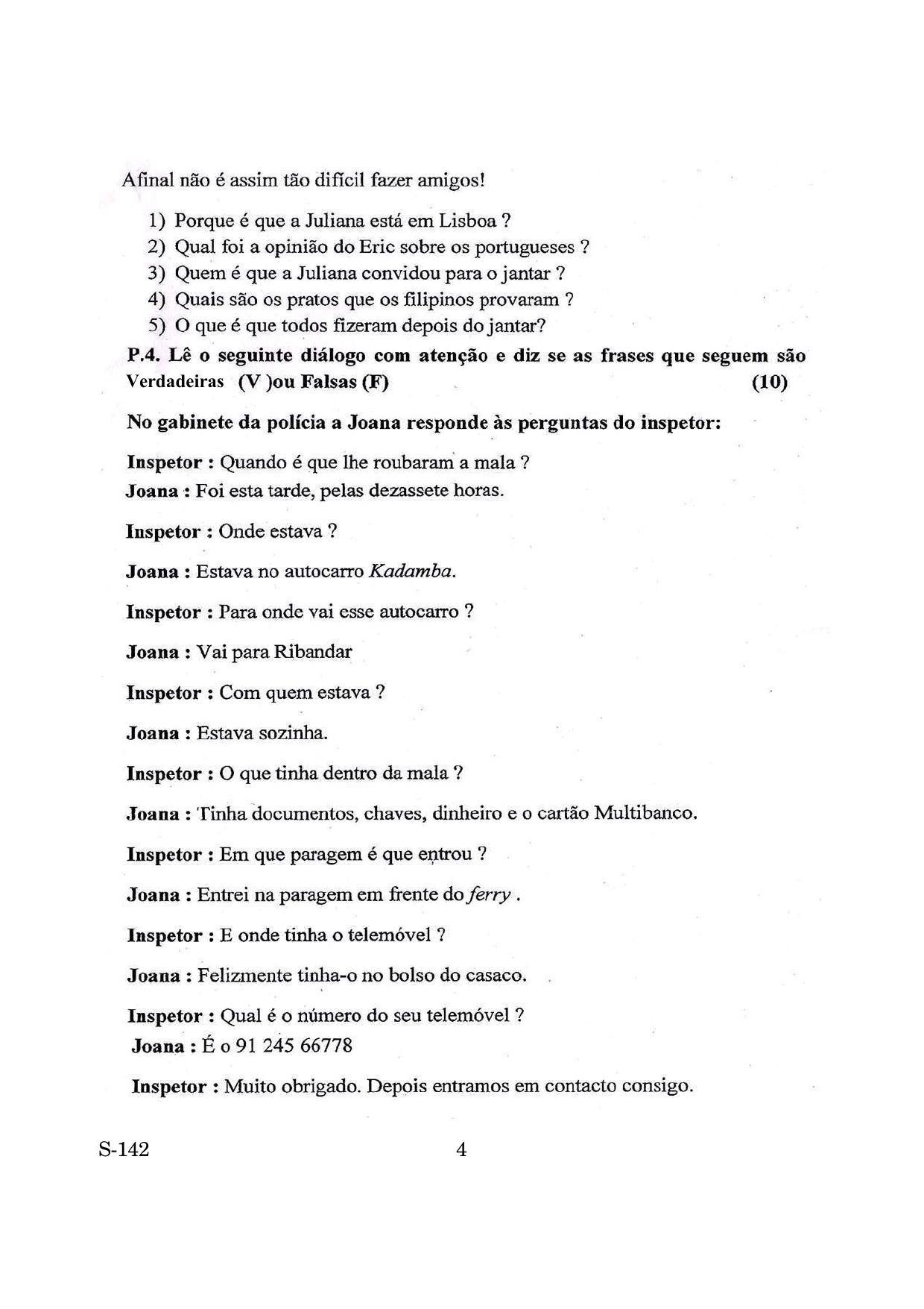 Goa Board Class 10 Portuguese Tl  (March 2019) Question Paper - Page 4