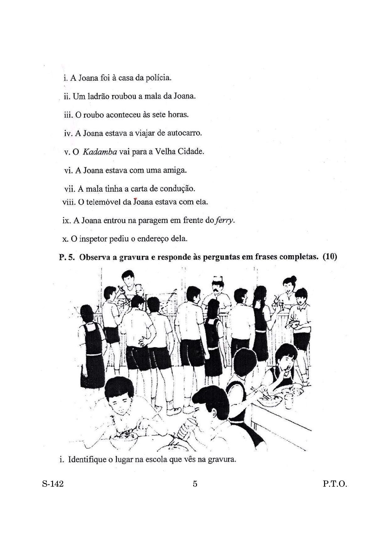 Goa Board Class 10 Portuguese Tl  (March 2019) Question Paper - Page 5