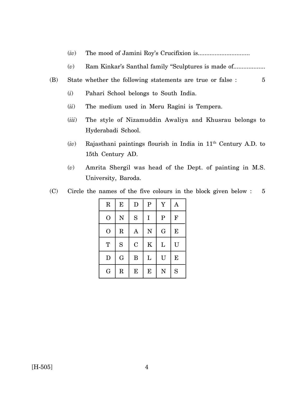 Goa Board Class 12 Painting   (June 2019) Question Paper - Page 4