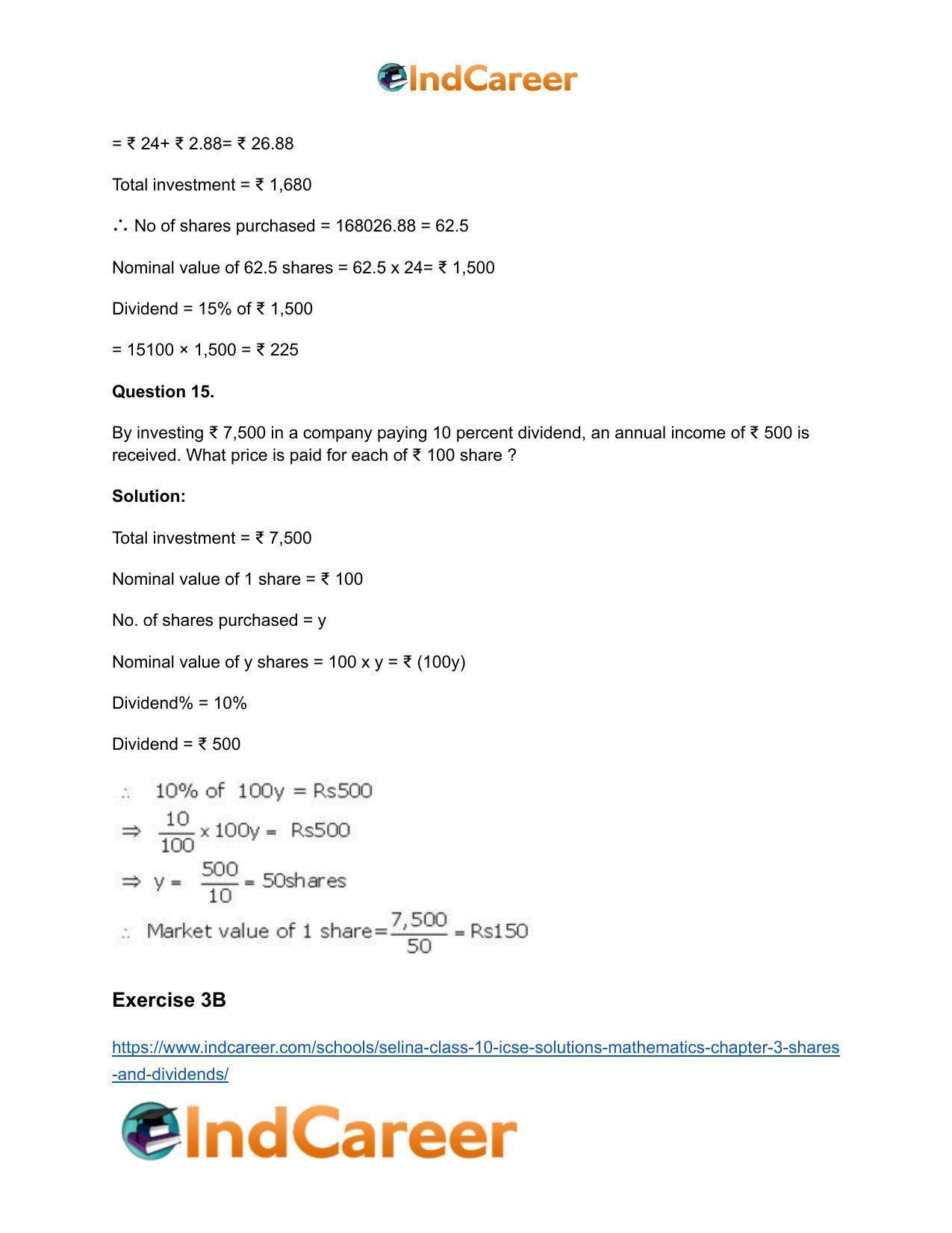 Selina Class 10 ICSE Solutions Mathematics : Chapter 3 -Shares and Dividends - Page 10