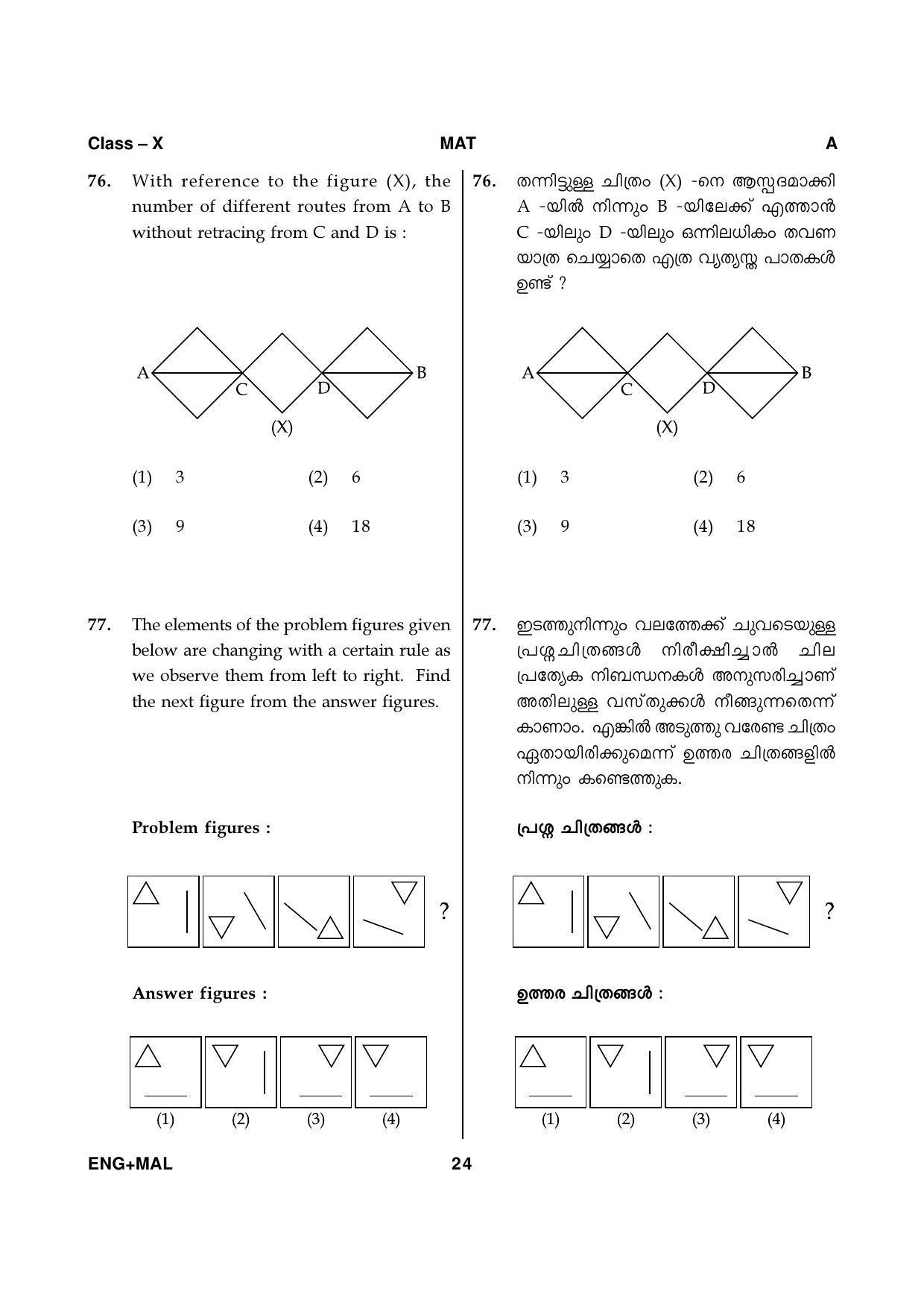 Kerala NTSE 2020 MAT Question Paper - Page 24