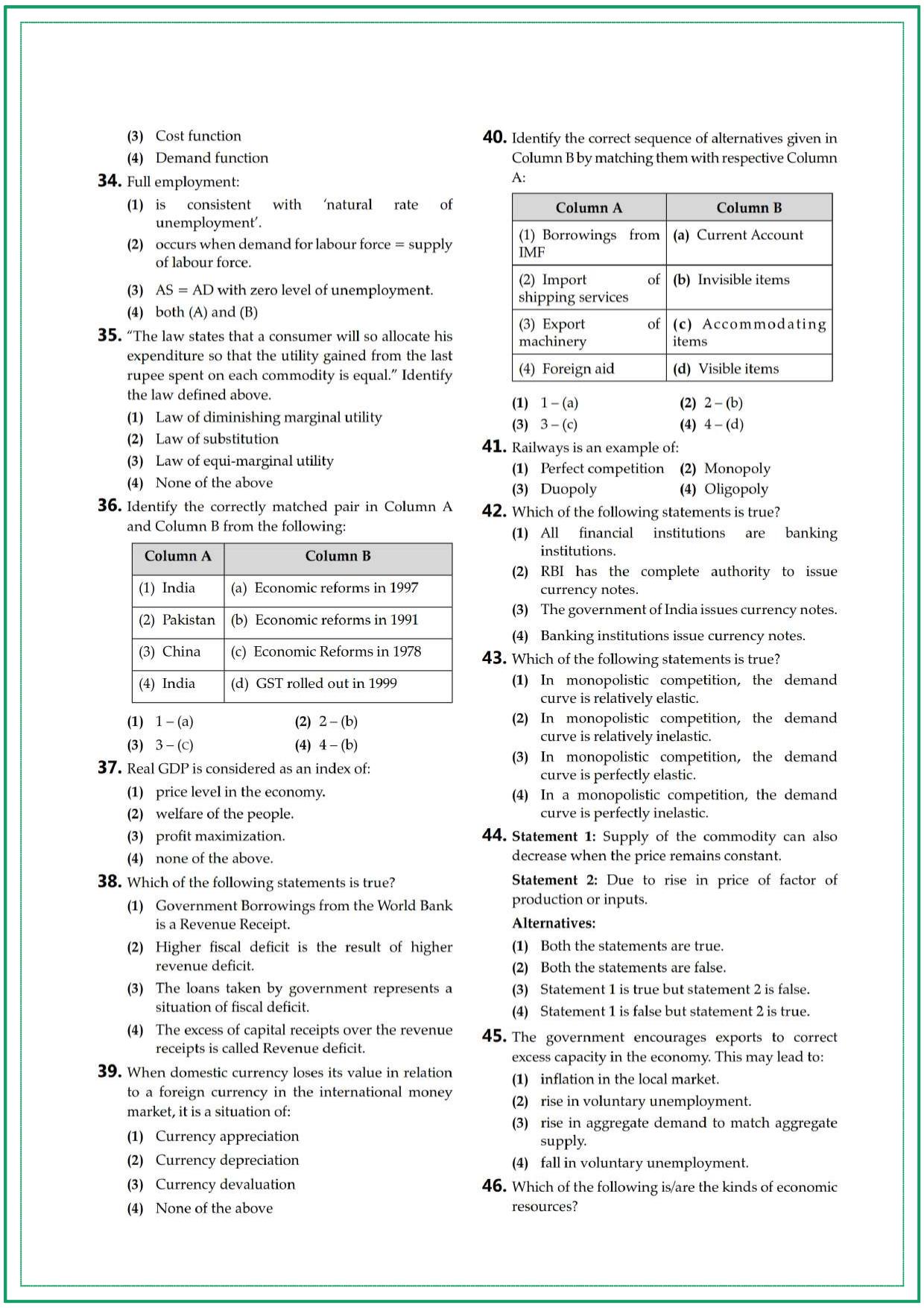 CUET UG Economics Sample Paper 2 - Page 4