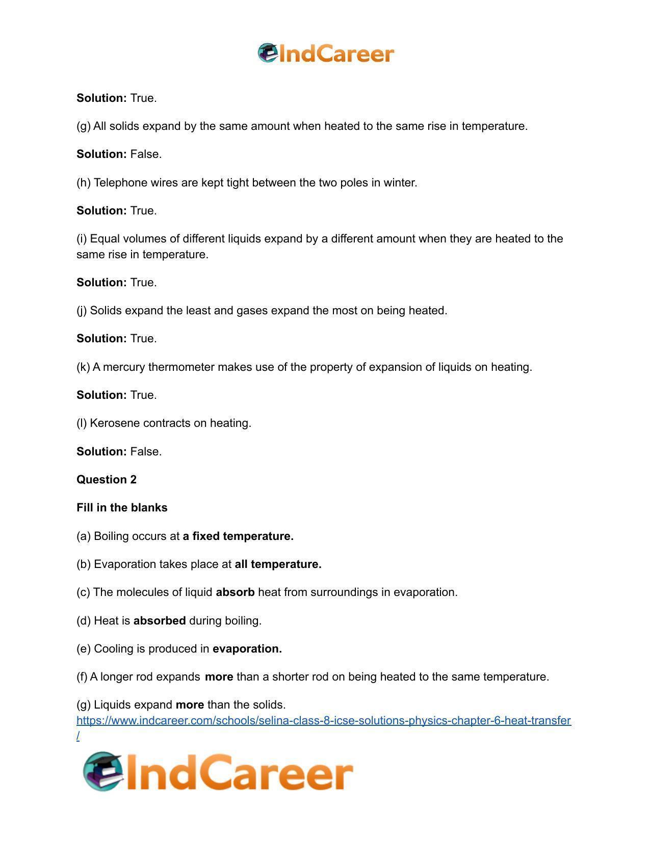 Selina Class 8 ICSE Solutions Physics : Chapter 6- Heat Transfer - Page 3