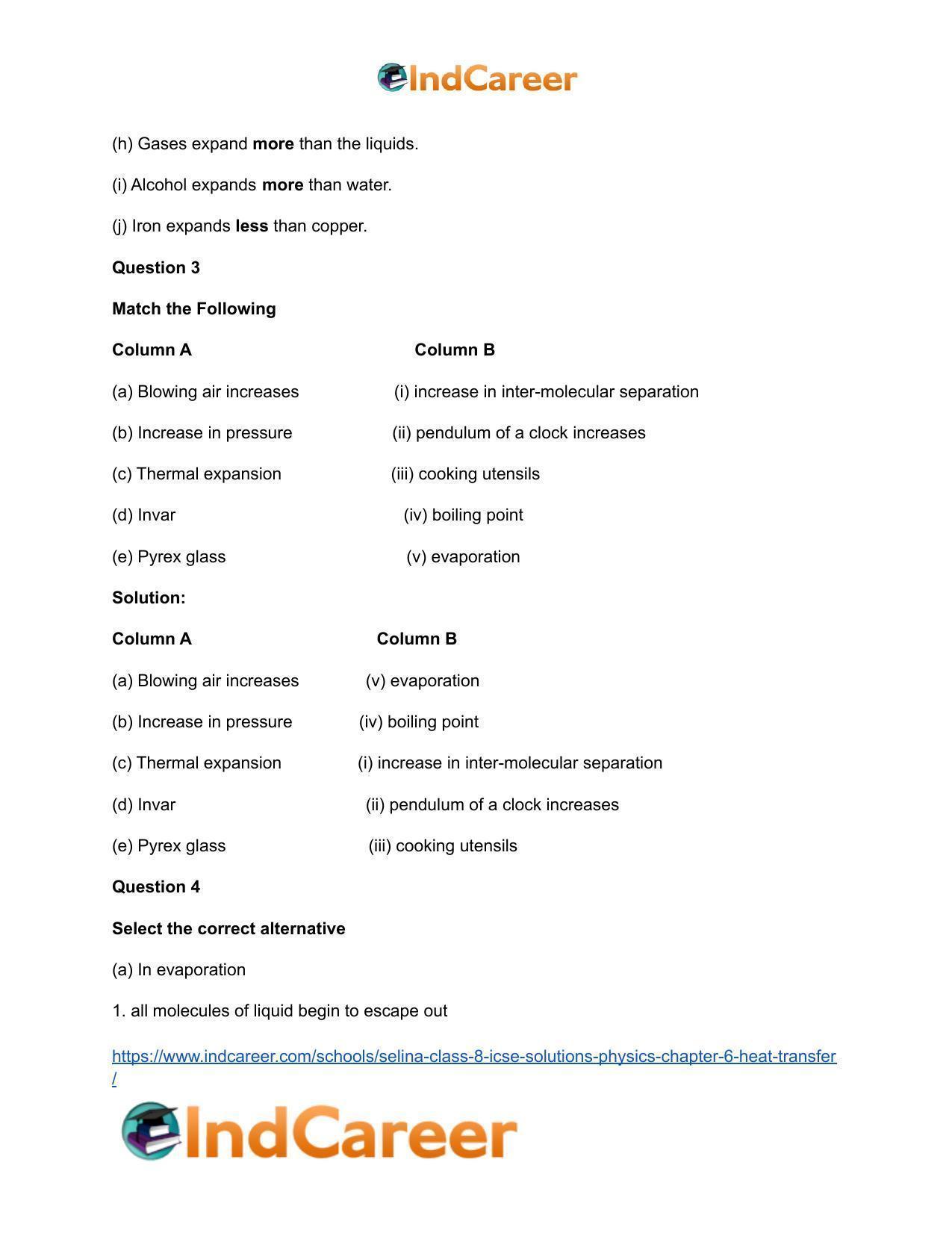 Selina Class 8 ICSE Solutions Physics : Chapter 6- Heat Transfer - Page 4