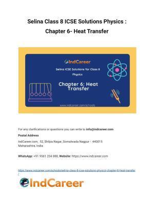 Selina Class 8 ICSE Solutions Physics : Chapter 6- Heat Transfer