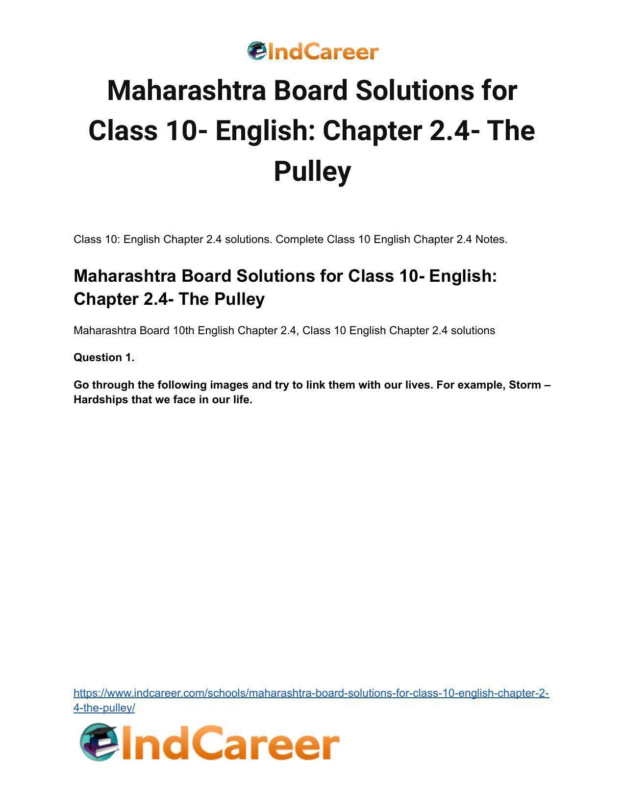 Maharashtra Board Solutions for Class 10- English: Chapter 2.4- The Pulley - Page 2