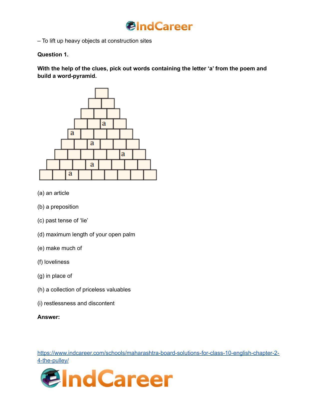 Maharashtra Board Solutions for Class 10- English: Chapter 2.4- The Pulley - Page 6