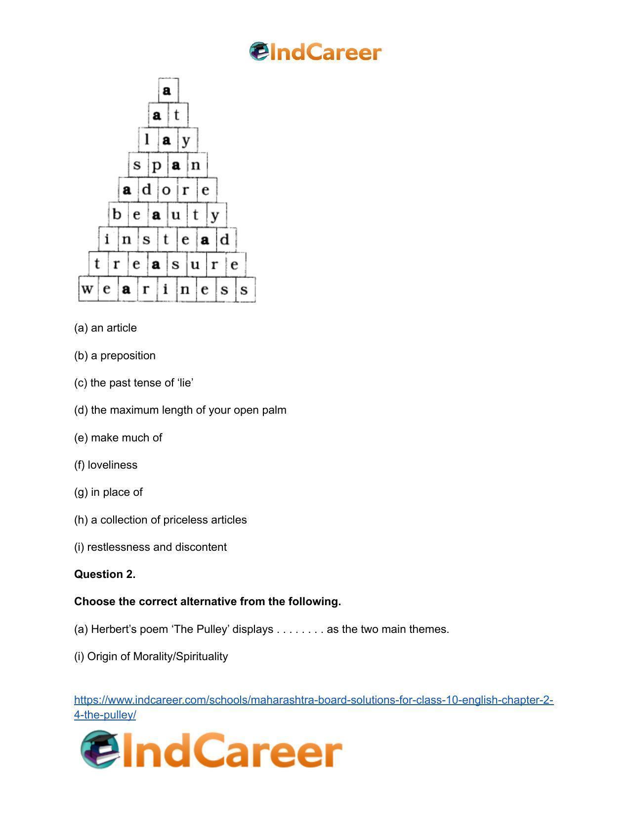Maharashtra Board Solutions for Class 10- English: Chapter 2.4- The Pulley - Page 7